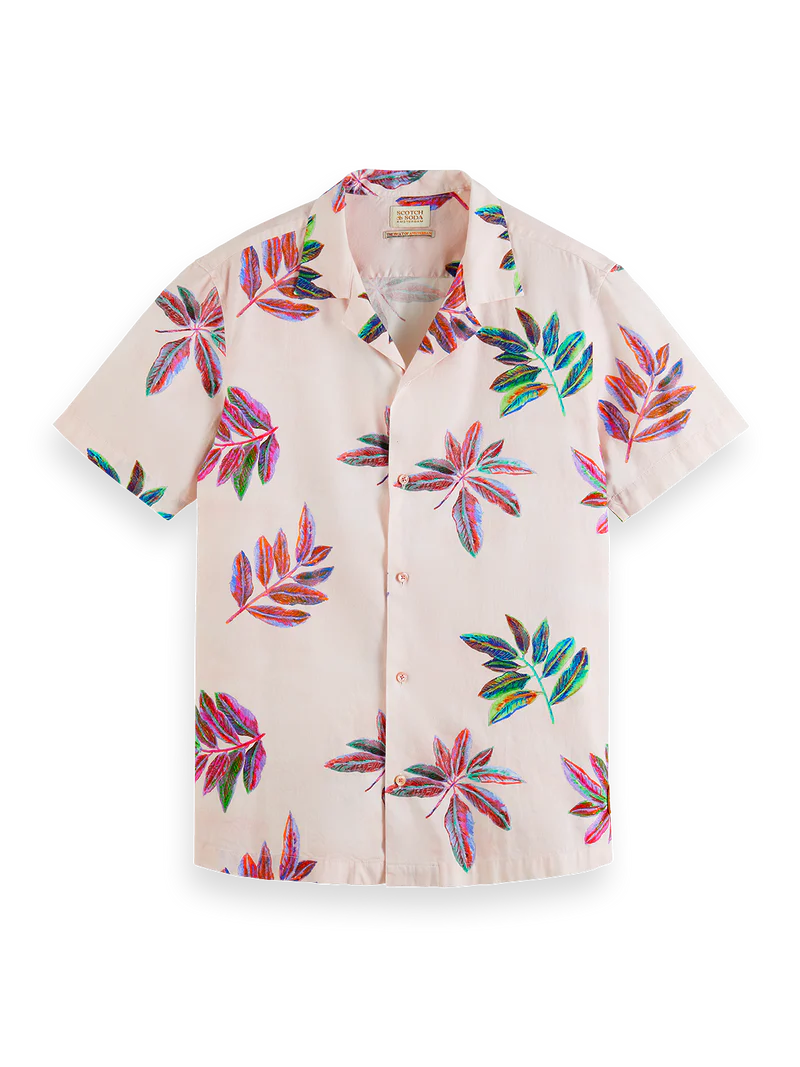 Scotch & Soda Festival Flowers S/S Button Up Shirt - Pink - 1 - Tops - Shirts (Short Sleeve)