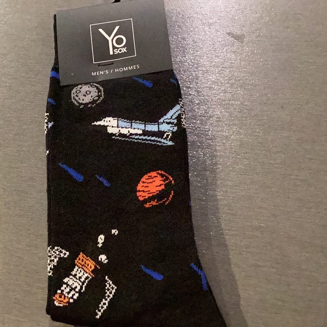 Yo Sox Space Travel Crew Socks - Black