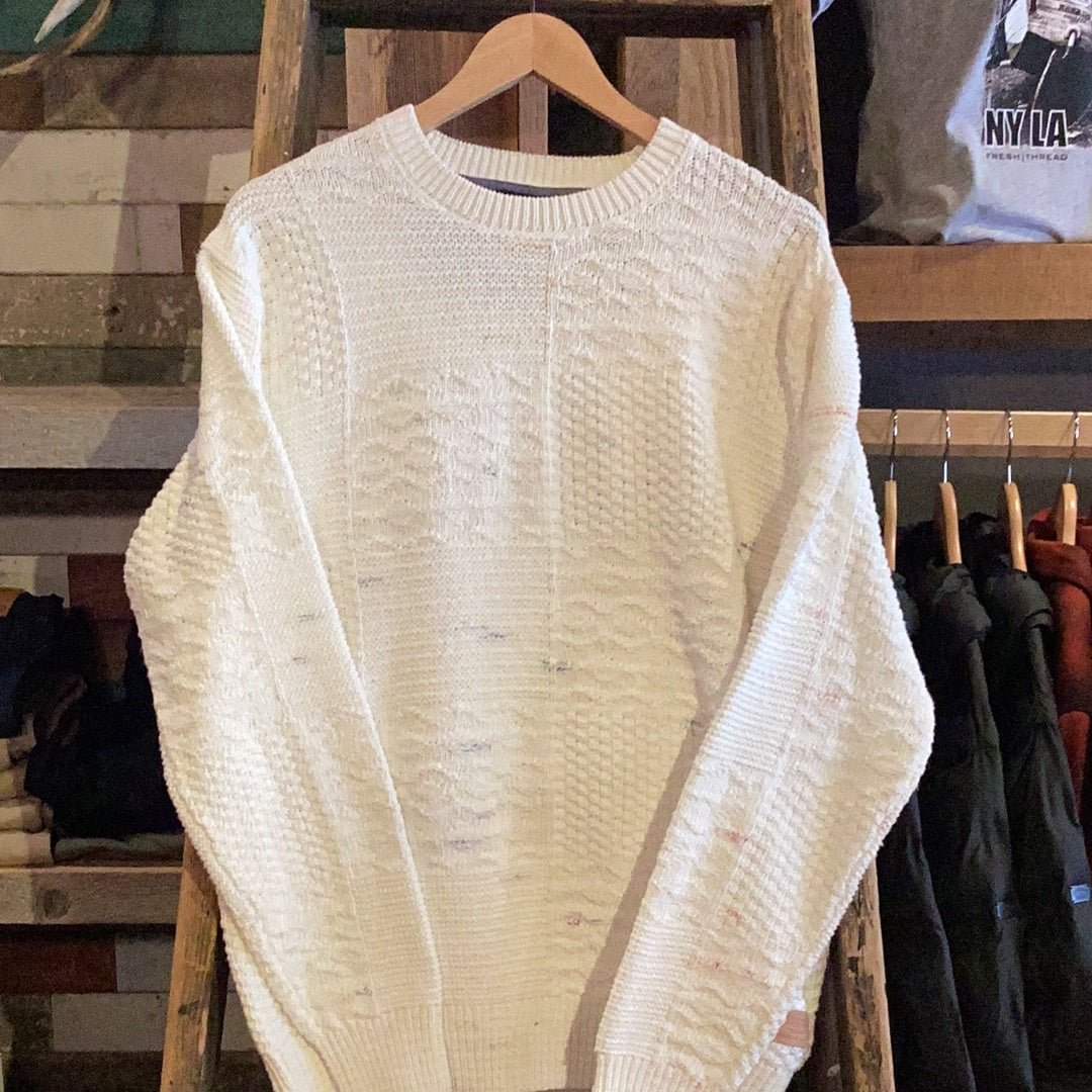 'Scotch & Soda Space-Dye Yarn Structured Cotton-Blend Sweater' in 'Off White' colour