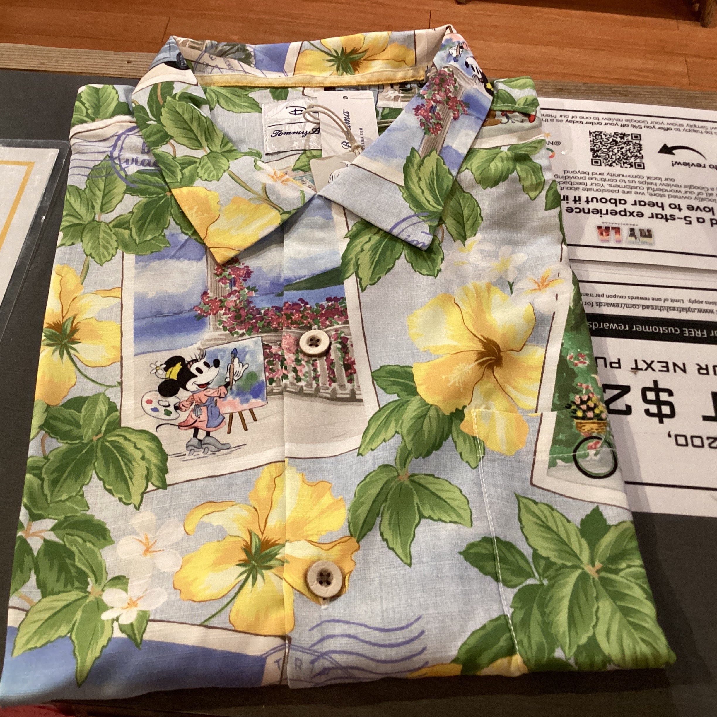'Tommy Bahama Disney Postcard to Paradise Linen Camp Shirt' in 'Continental' colour
