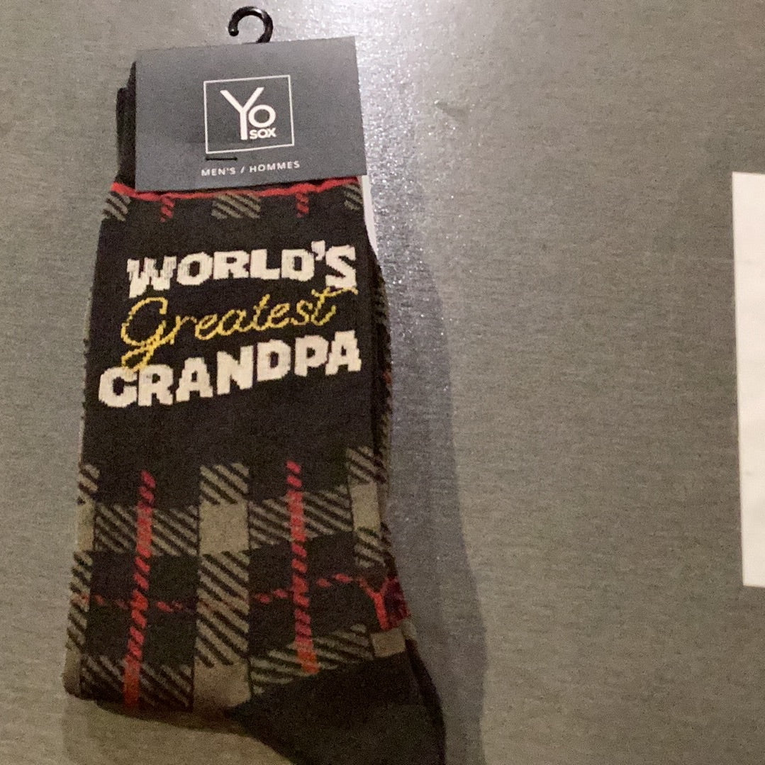 Yo Sox Worlds Greatest Grandpa Crew Socks - Black