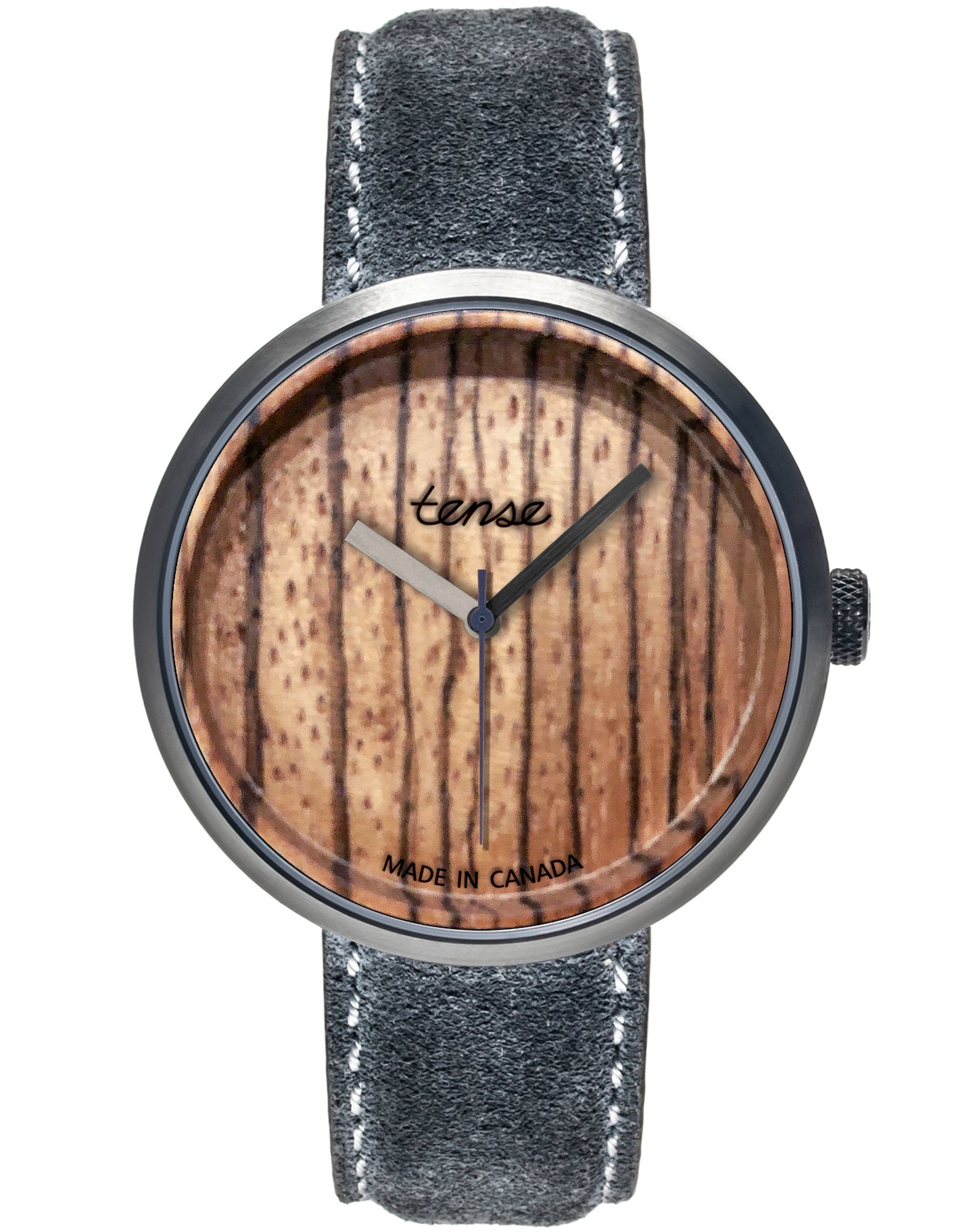Tense Cypress - Gun/Zebrawood/Suede Smoke - Grey/Brown - 1 - Accessories - Wooden Watches