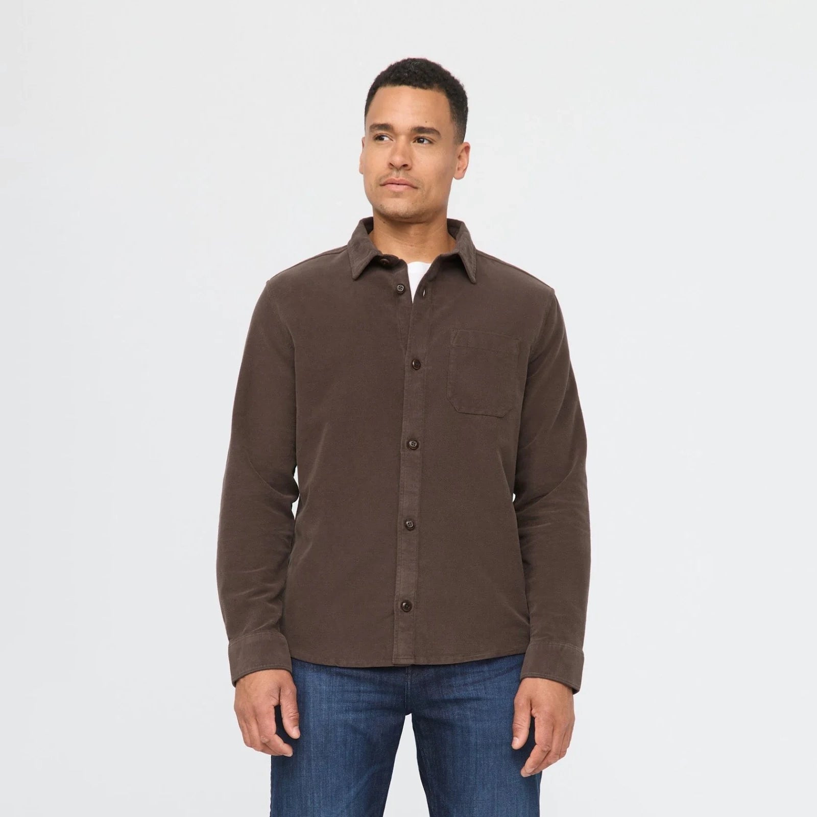'Du/er No Sweat Moleskin Shirt' in 'Mocha' colour
