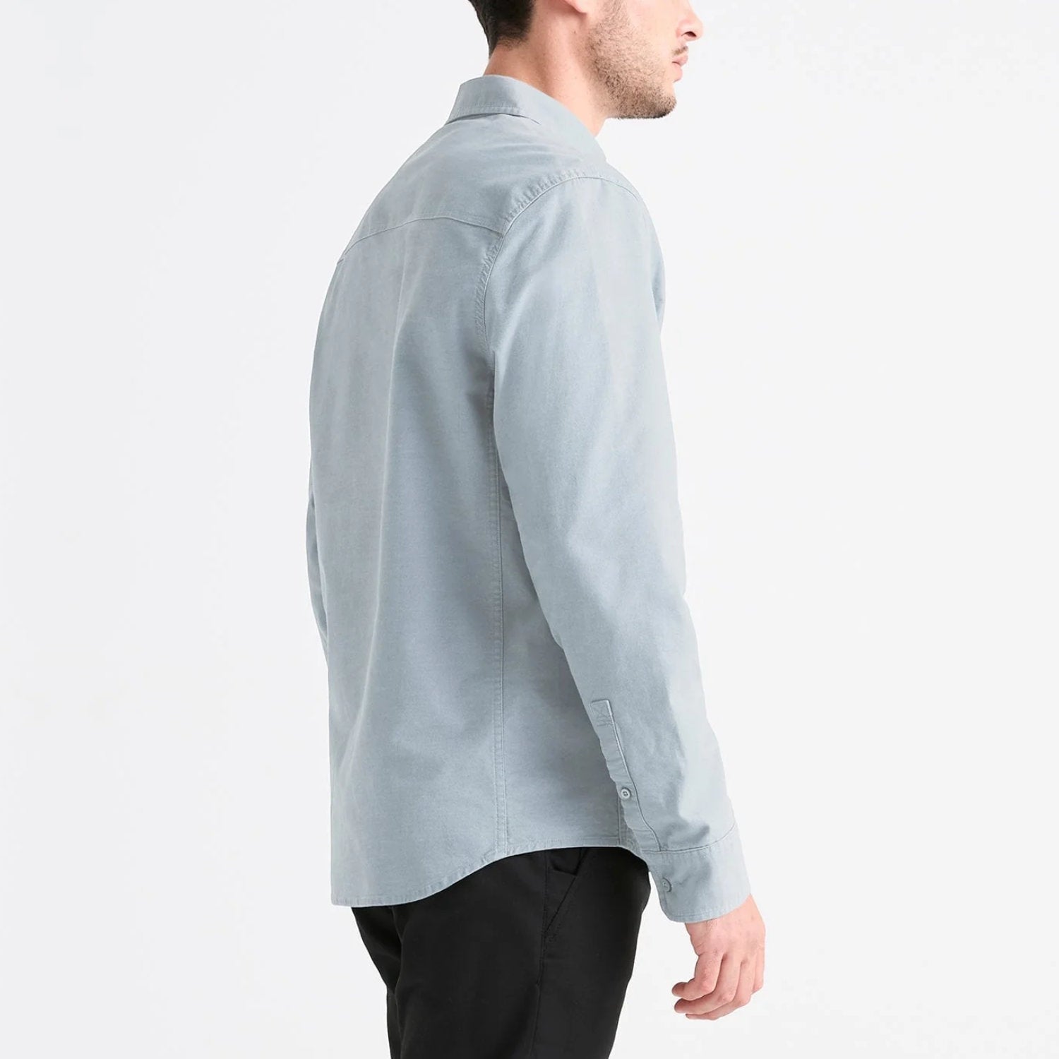 'Du/er Performance Stretch Button Down Shirt' in 'Fog Blue' colour