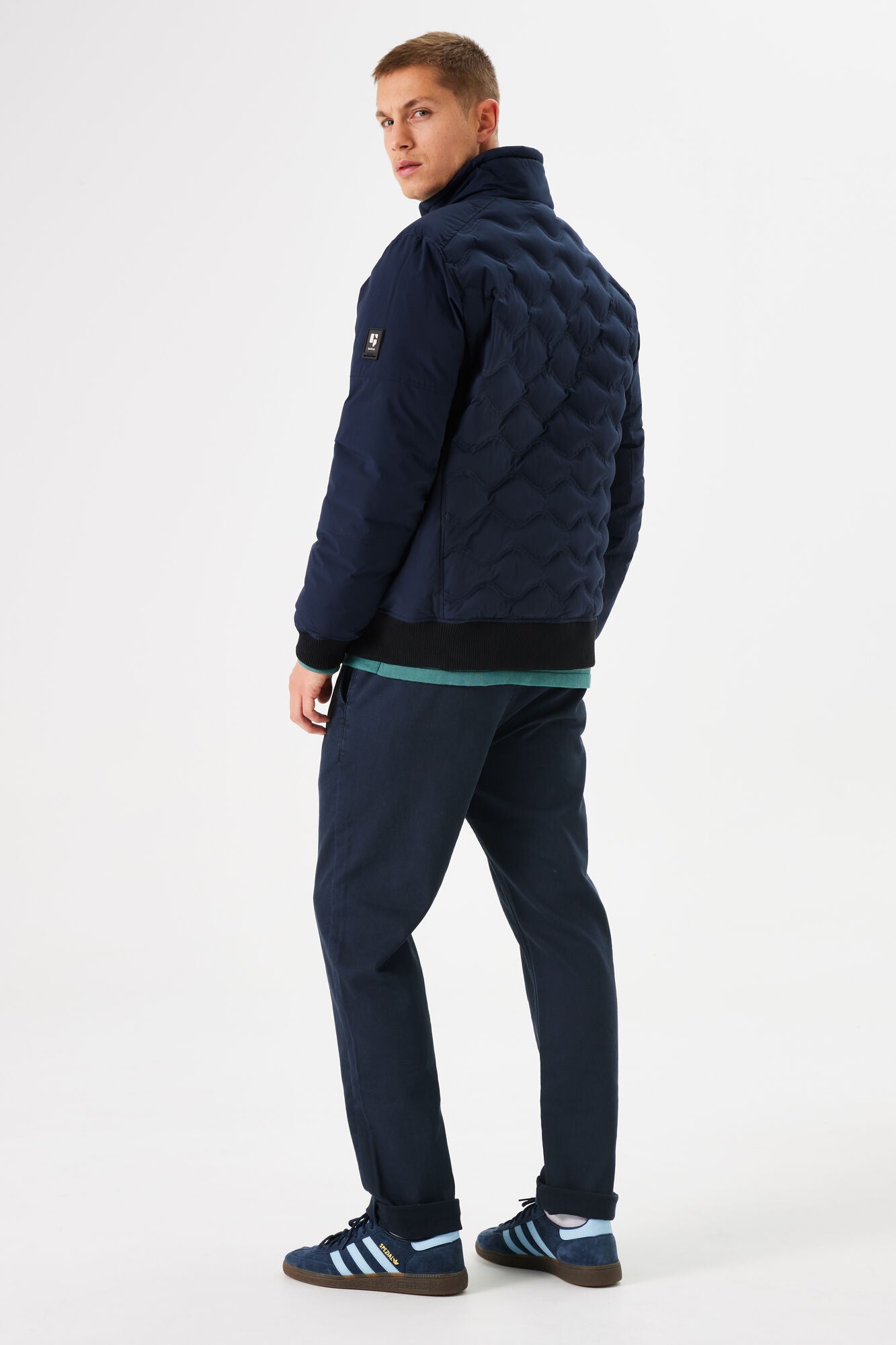 'Garcia Quilted Bomber Jacket' in 'Dark Blue' colour