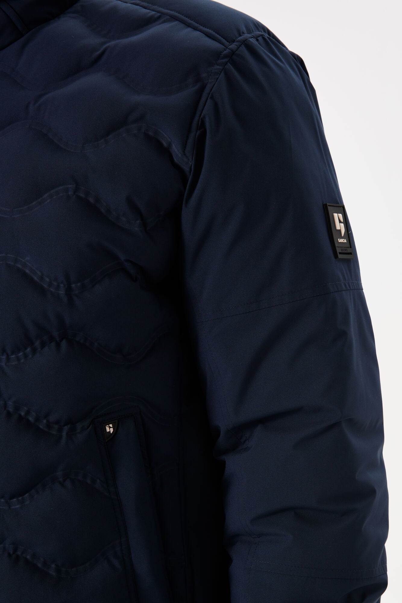 'Garcia Quilted Bomber Jacket' in 'Dark Blue' colour