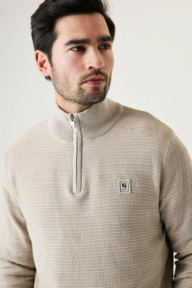 'Garcia T41241 Quarter Zip Sweater' in 'Beige' colour