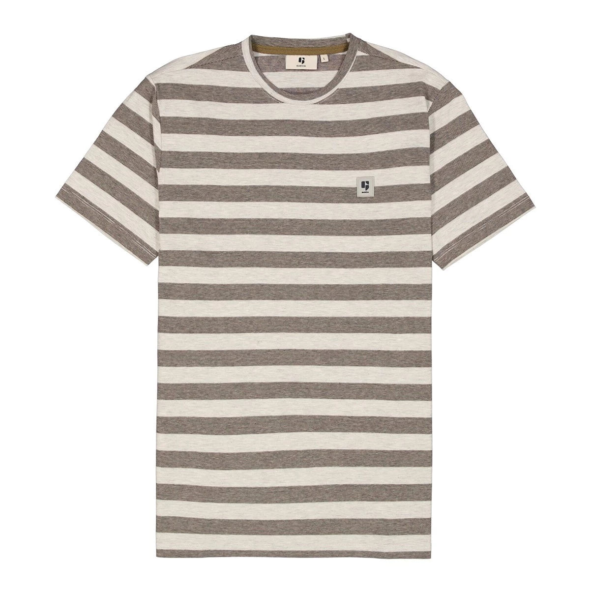 'Garcia N41203 Short Sleeve Striped T-Shirt' in 'Milk Melee' colour