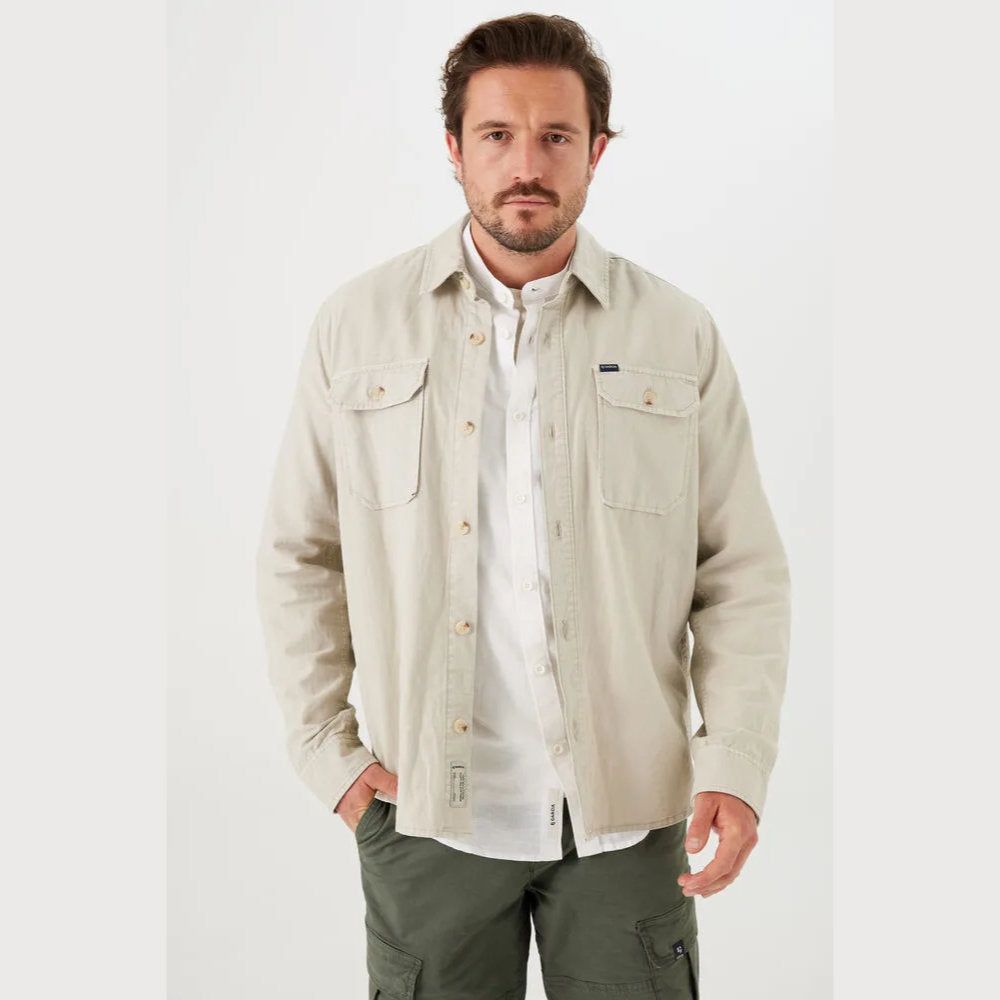 'Garcia P41300 Overshirt L/S' in 'Beige' colour