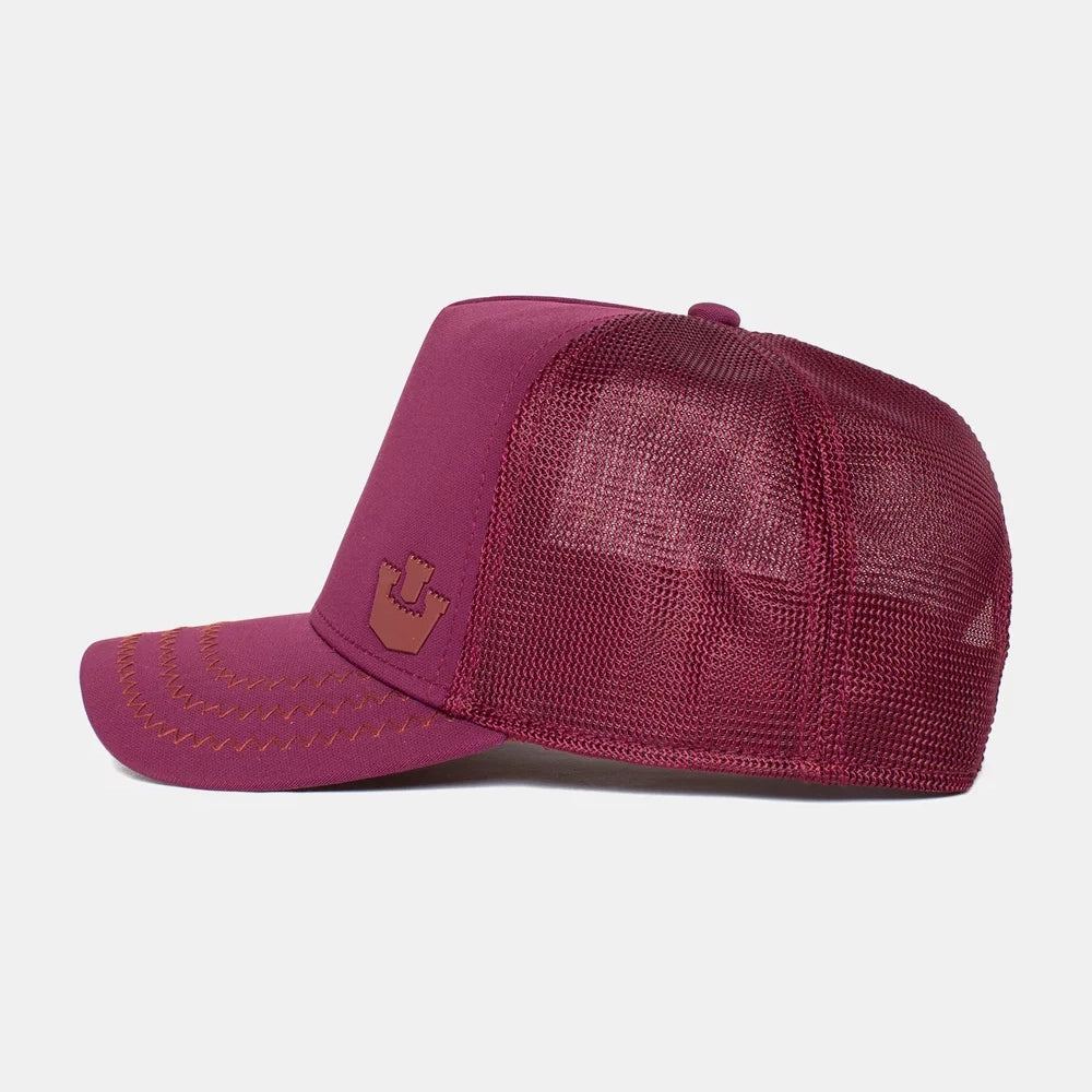 'Goorin Bros. Gateway Trucker Hat' in 'Maroon' colour