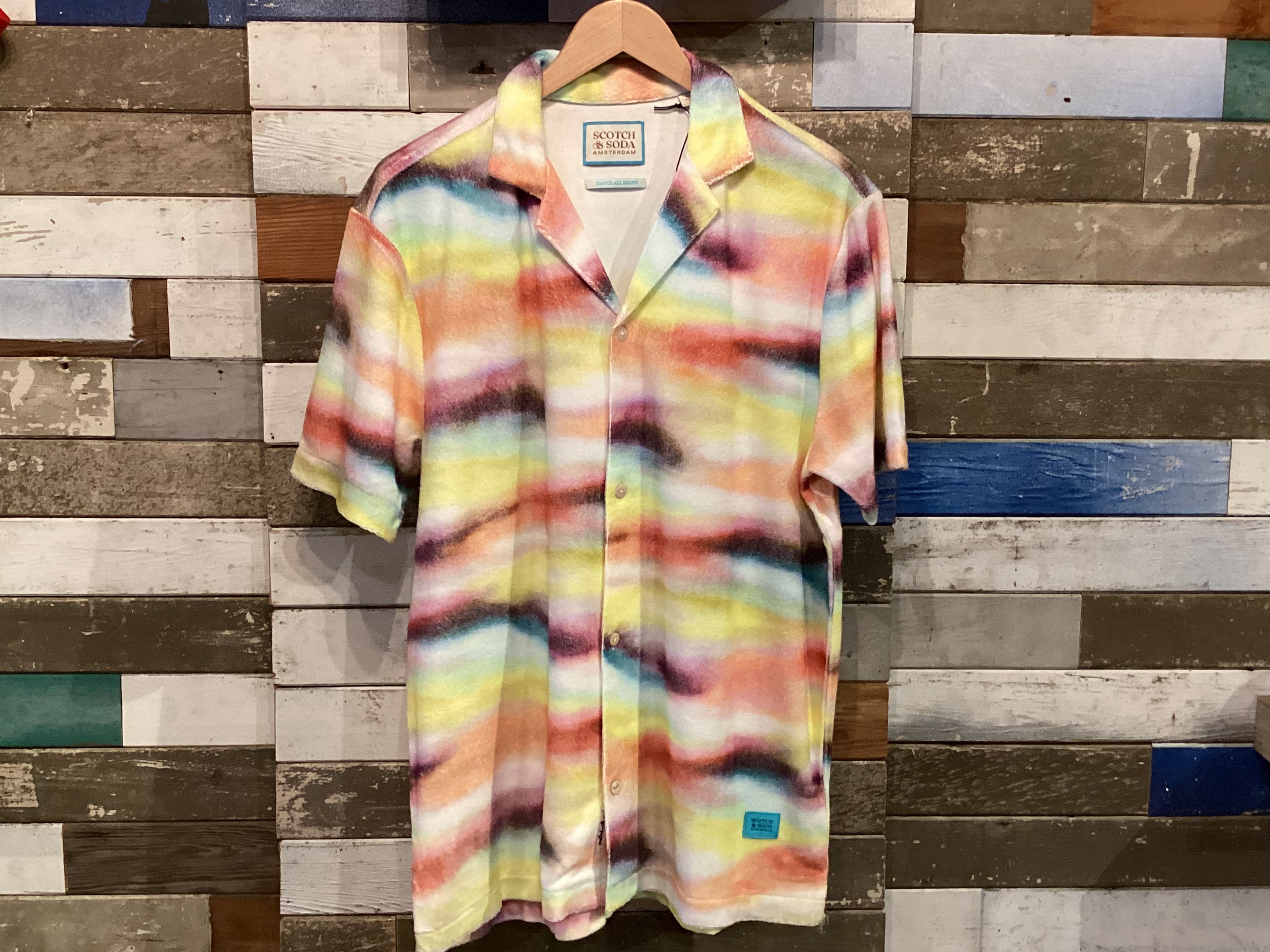 Scotch & Soda Blurred Landscape S/S Button Up - Tie Dye - 1 - Tops - Shirts (Short Sleeve)