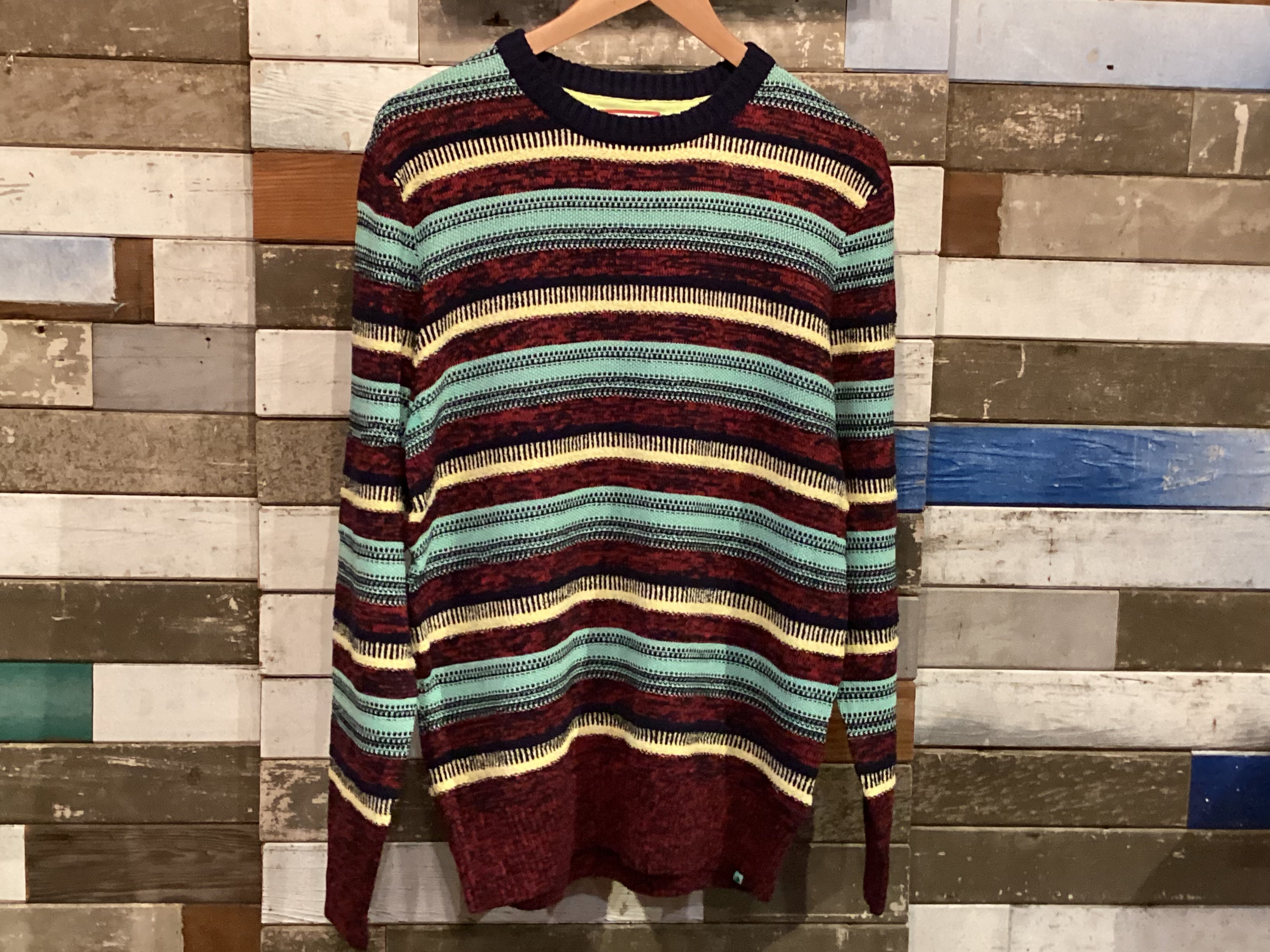 'Scotch & Soda Regular-fit Mixed Yarn Striped Sweater' in 'Ruby Melange' colour