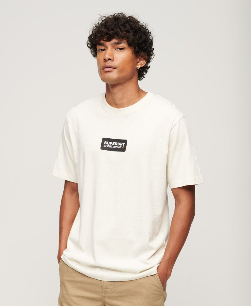 'Superdry Nordic Bone Code Tech Loose T-Shirt' in 'Off White' colour