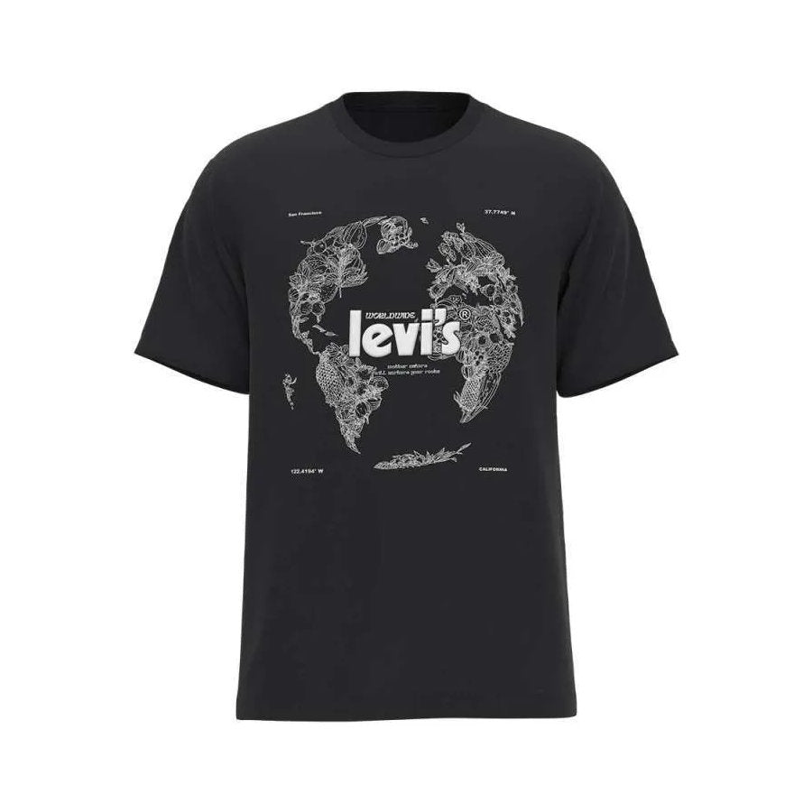 'Levis Fruit Globe Relaxed Fit Tee' in 'Caviar' colour
