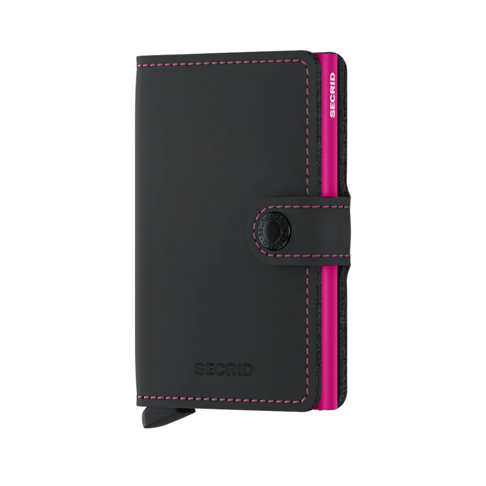 'Secrid Miniwallet - Matte' in 'Black-Fuchsia' colour