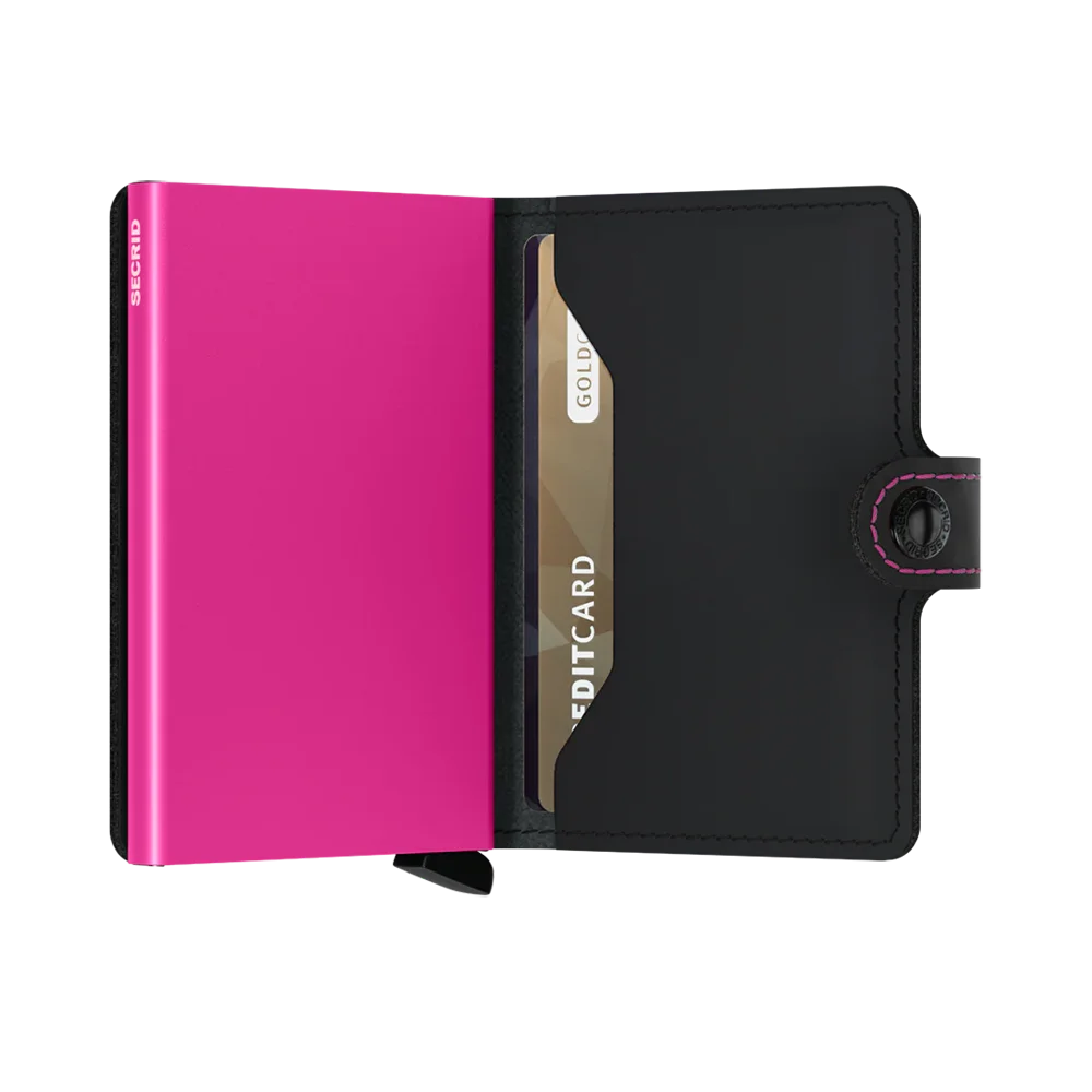 'Secrid Miniwallet - Matte' in 'Black-Fuchsia' colour