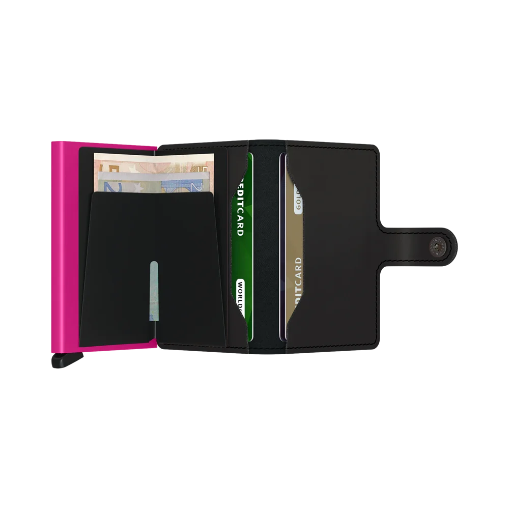 'Secrid Miniwallet - Matte' in 'Black-Fuchsia' colour