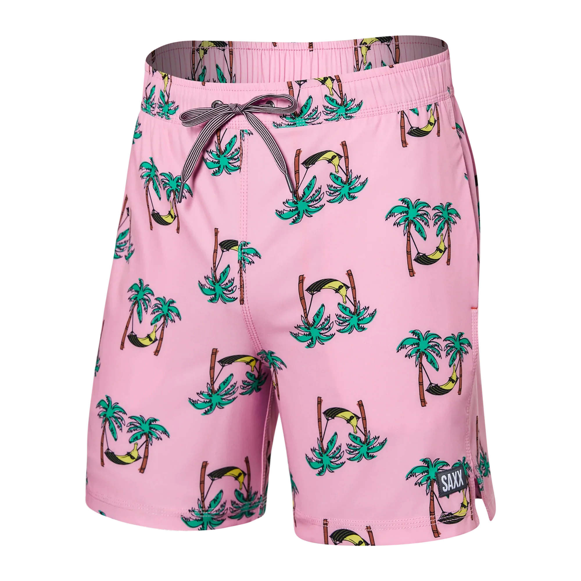 'SAXX Oh Buoy 7" Swim Shorts' in 'Banana Hammock Taffy' colour