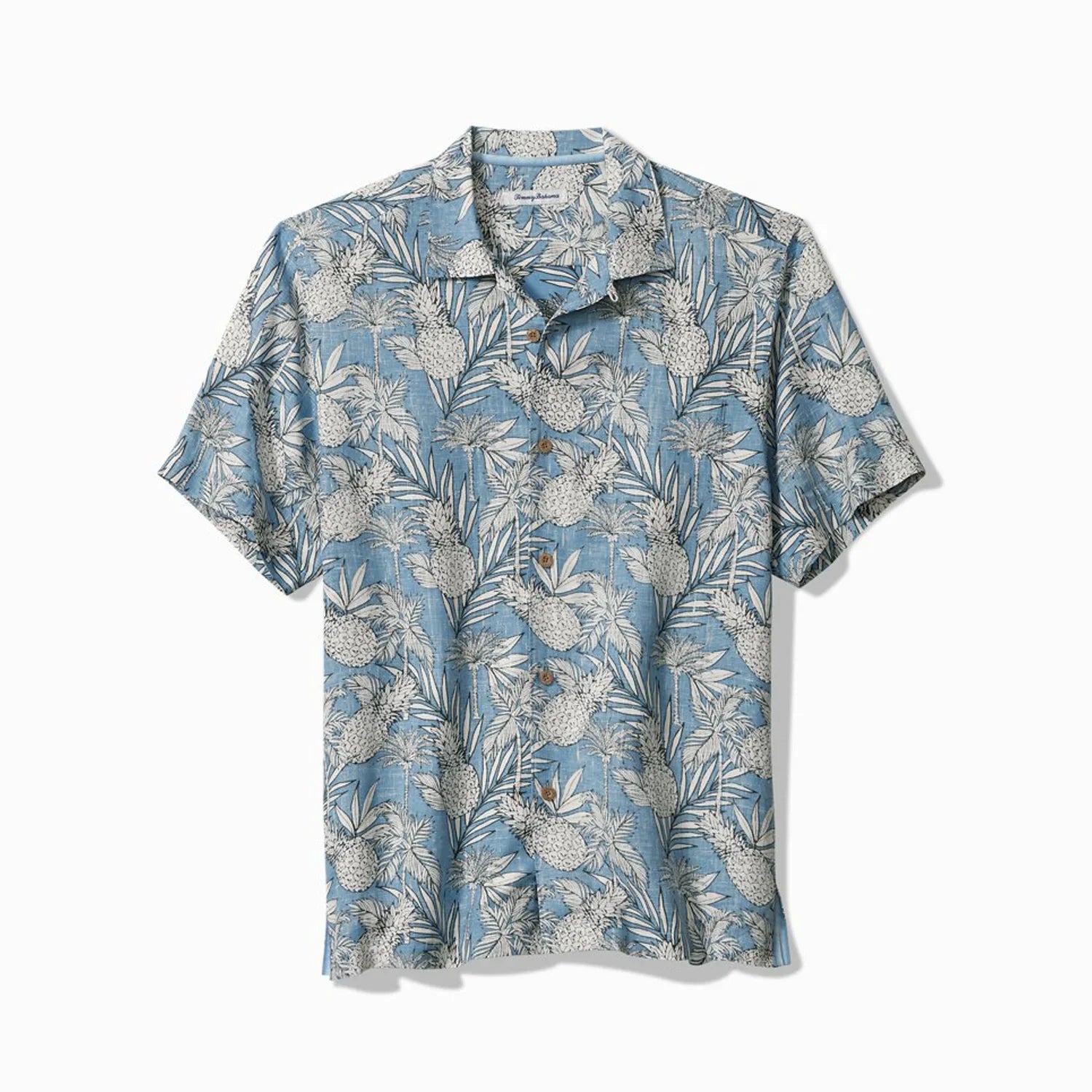 'Tommy Bahama Pineapple Tropics Linen Camp Shirt' in 'Blue Heaven' colour