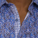 Robert Graham Lungano Button Up L/S Dress Shirt - Blue - 4 - Tops - Button Up Dress Shirt