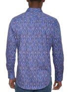 Robert Graham Lungano Button Up L/S Dress Shirt - Blue - 3 - Tops - Button Up Dress Shirt