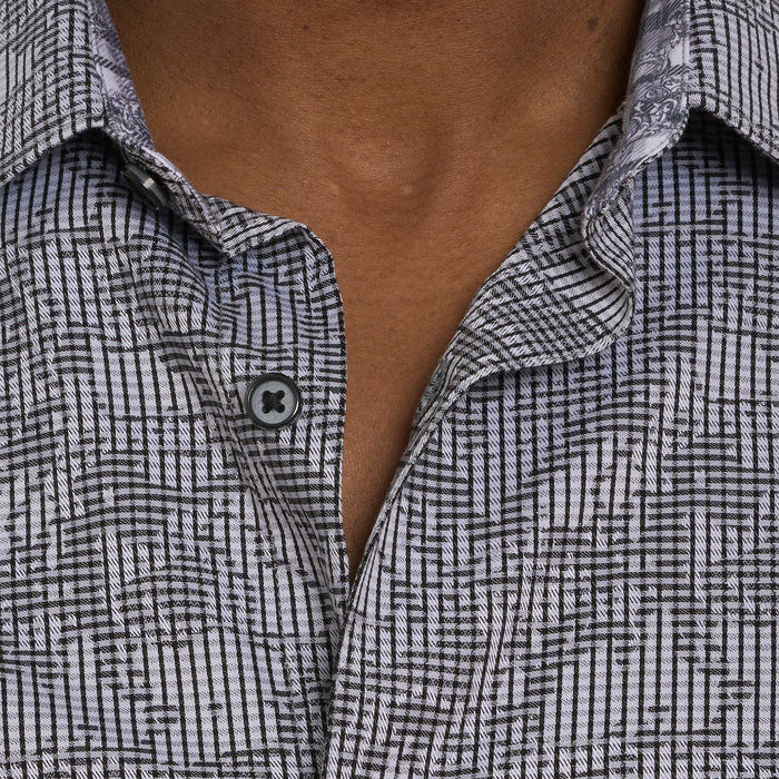 Robert Graham Electric Slide Button Up L/S Dress Shirt - Charcoal - 5 - Tops - Button Up Dress Shirt