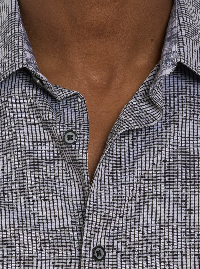 Robert Graham Electric Slide Button Up L/S Dress Shirt - Charcoal - 5 - Tops - Button Up Dress Shirt