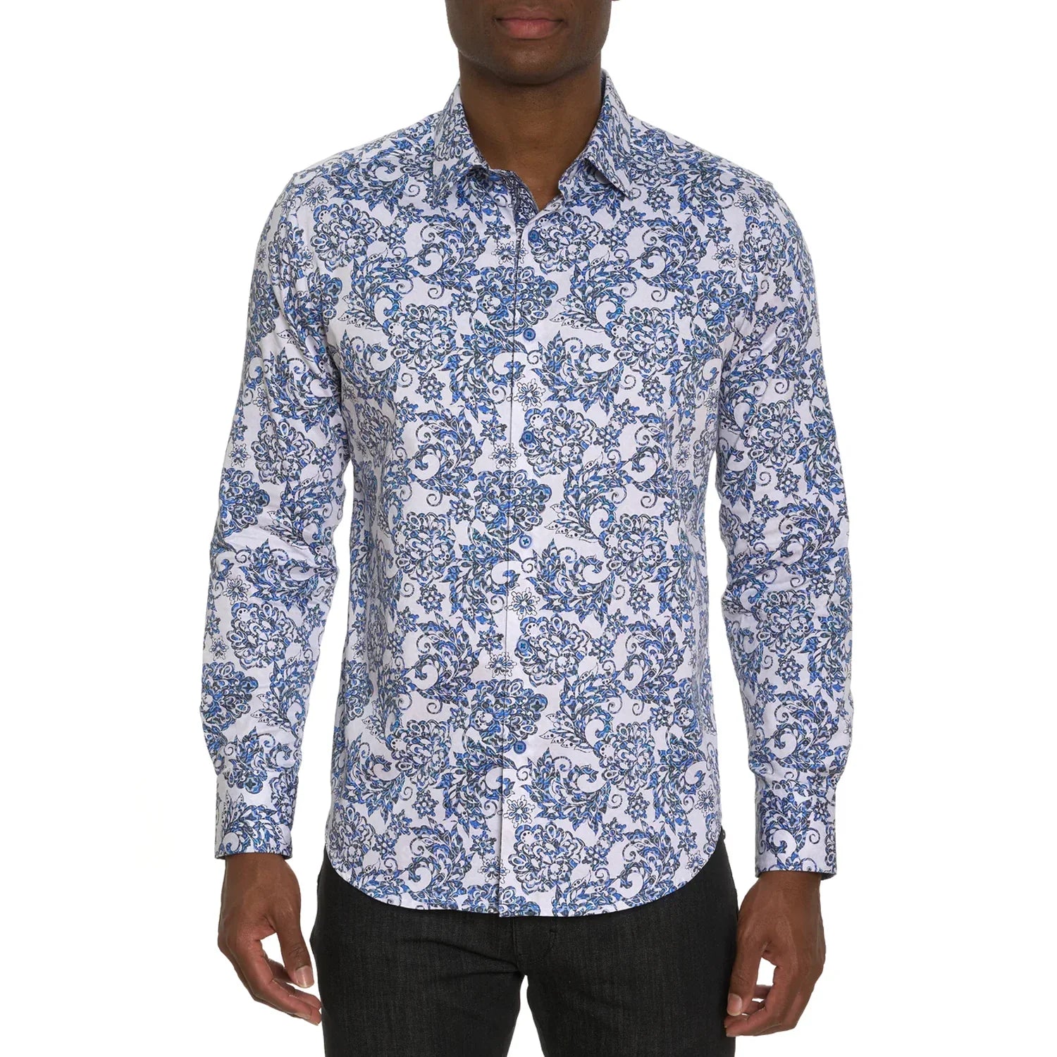 'Robert Graham Divan Button Up L/S Dress Shirt' in 'Blue/Grey' colour