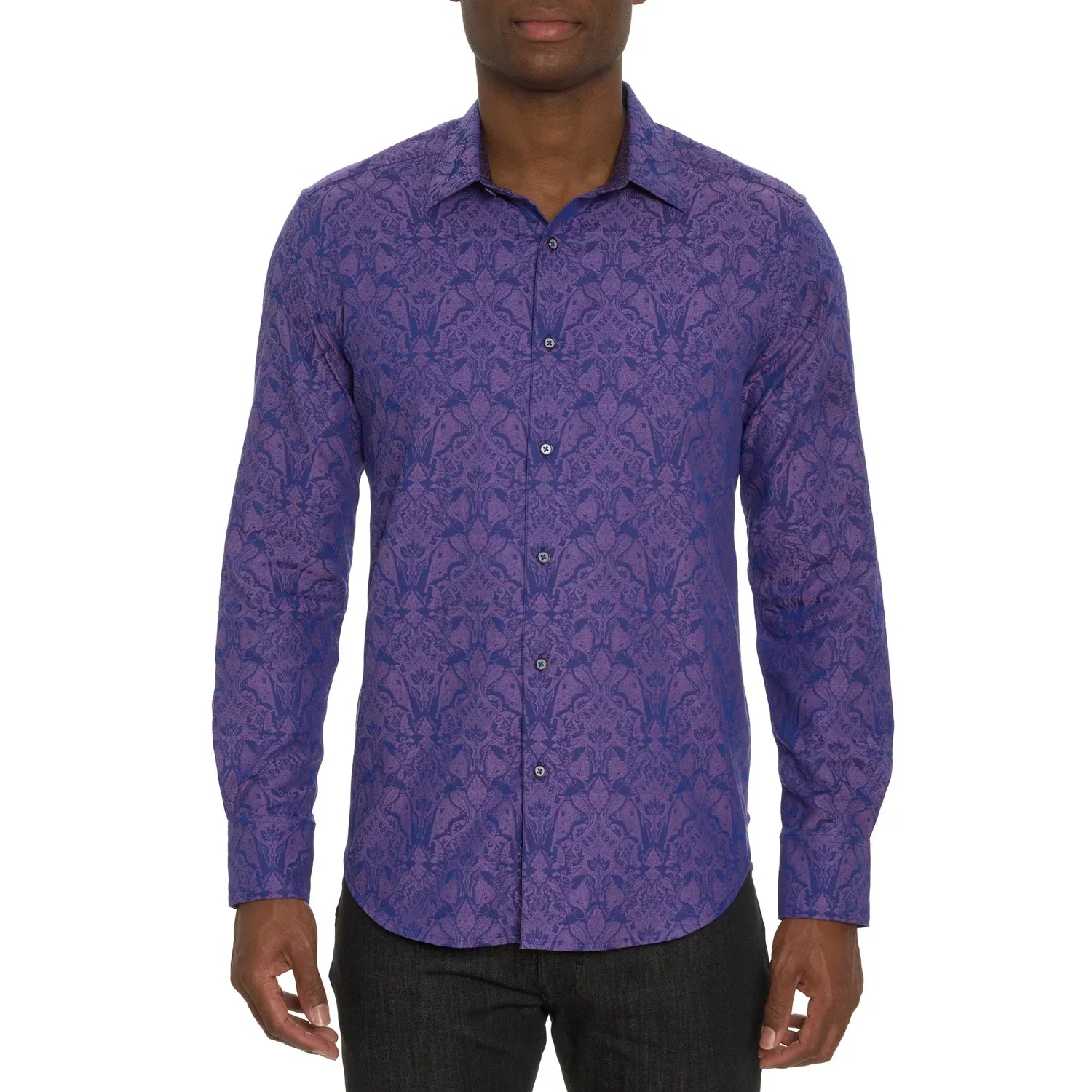 'Robert Graham Highland 3 Button Up L/S Dress Shirt' in 'Purple' colour