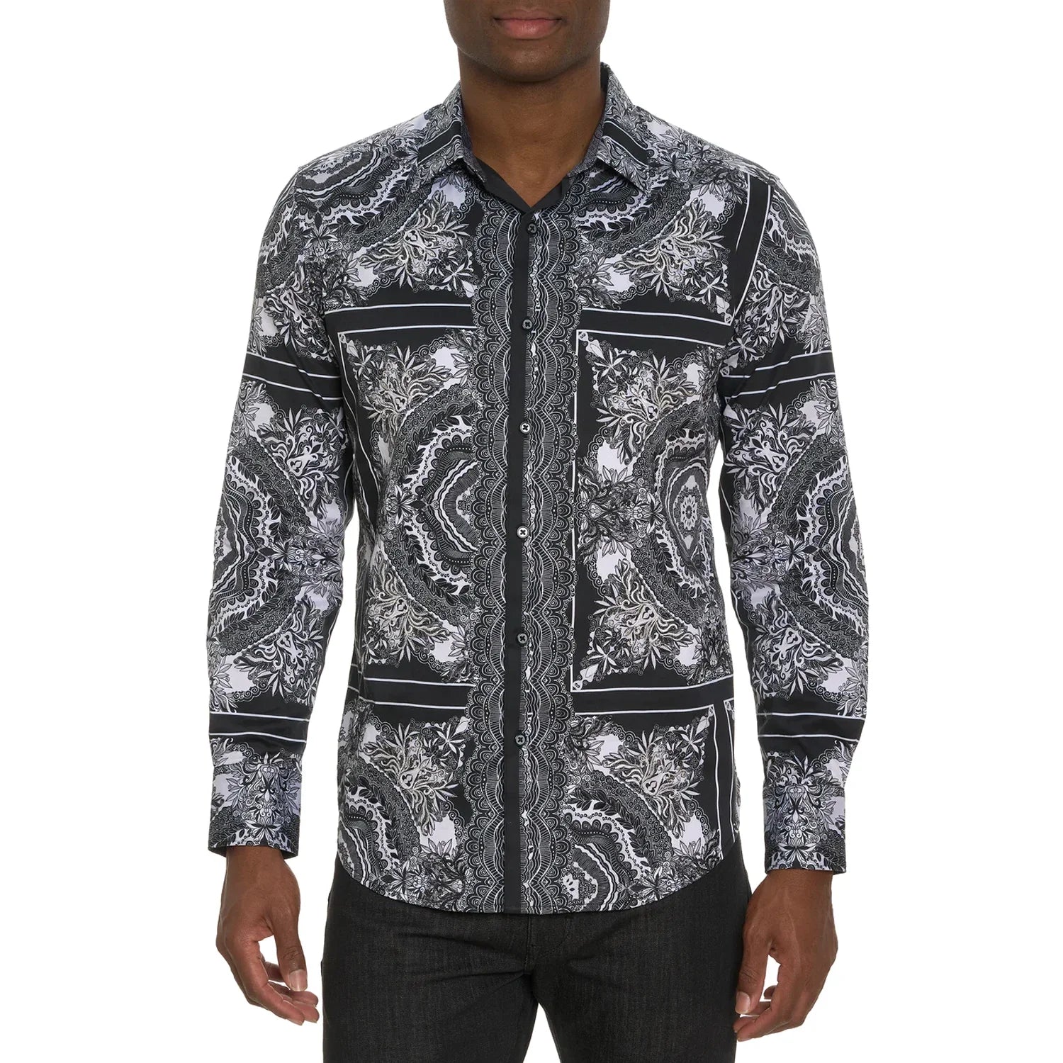 'Robert Graham Rabat Button Up L/S Dress Shirt' in 'Black' colour