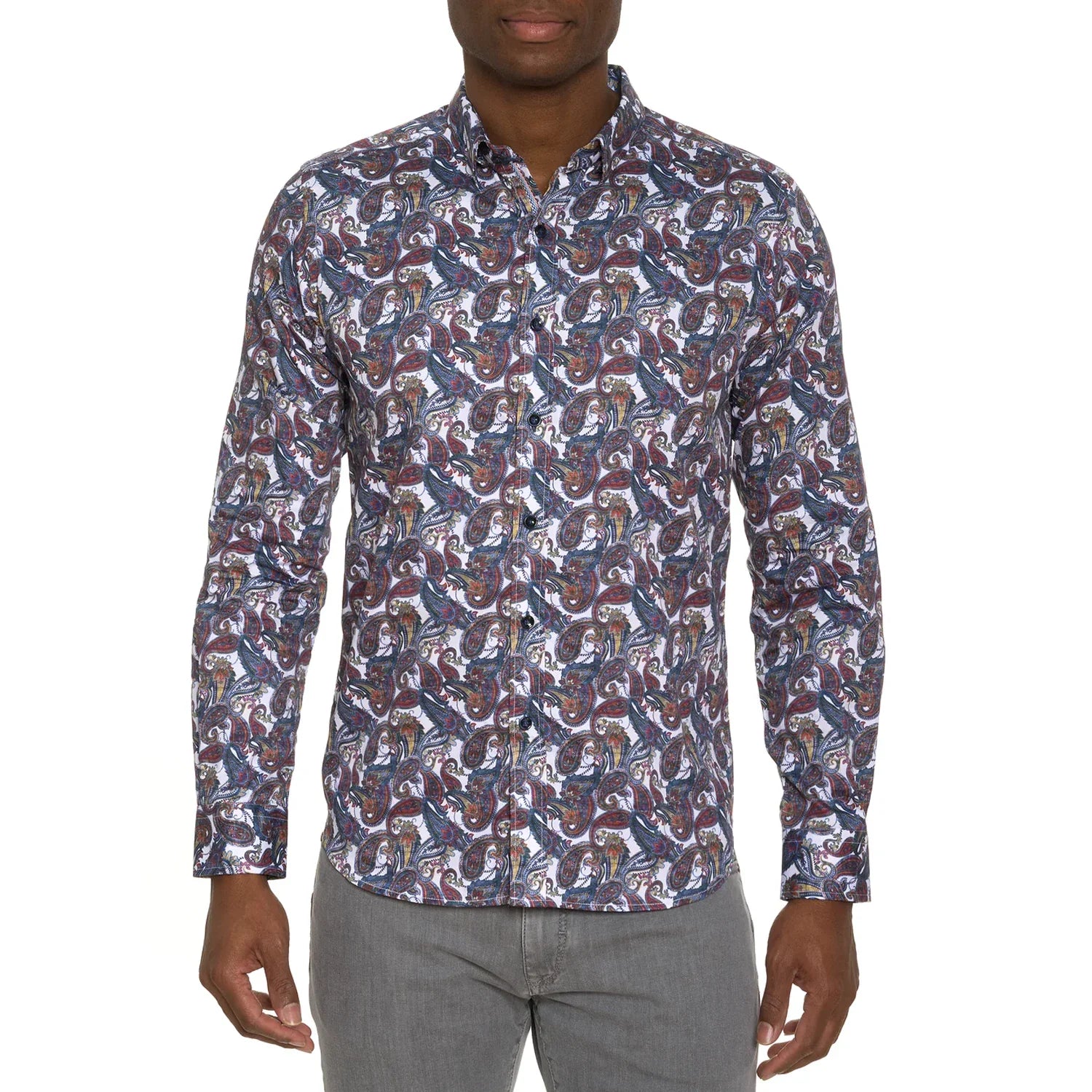 'Robert Graham Sabir Button Up L/S Dress Shirt' in 'Navy/Red' colour