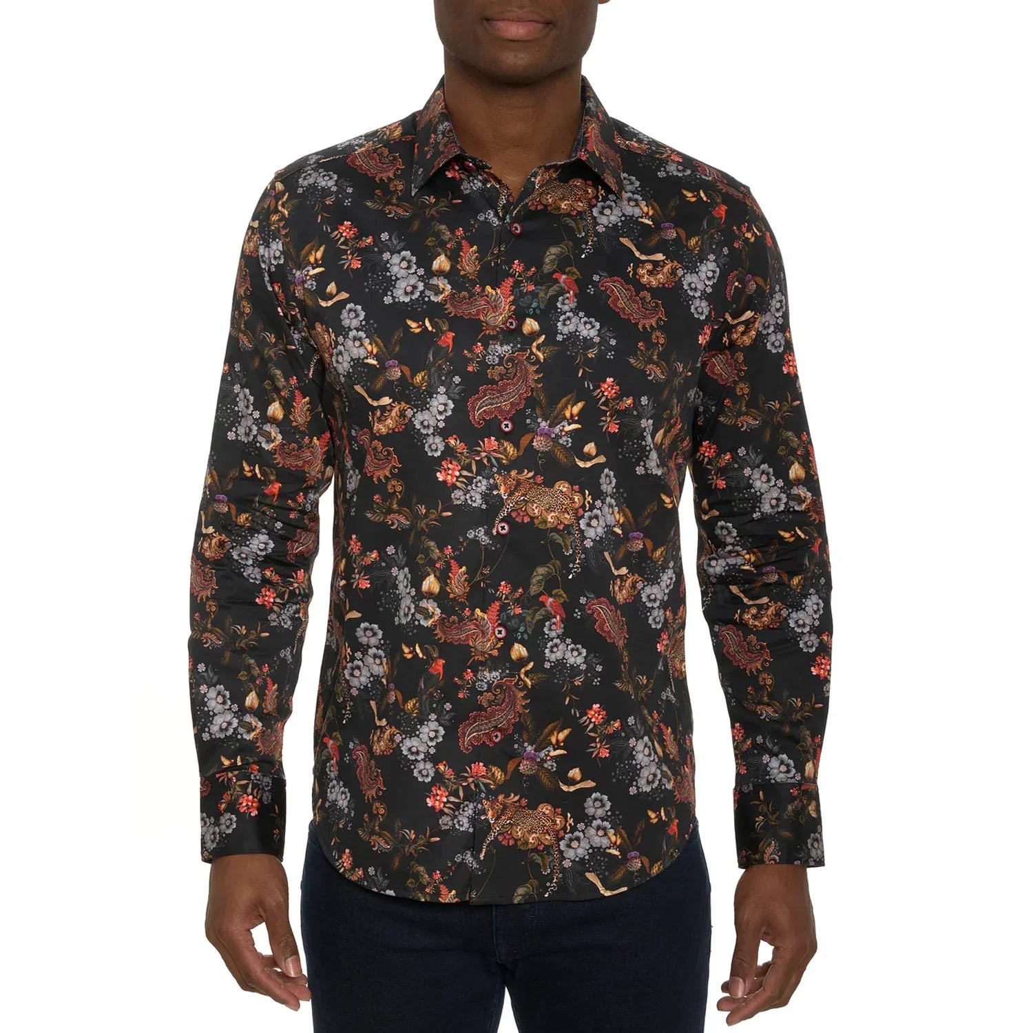 'Robert Graham The Leo Button Up L/S Dress Shirt' in 'Black' colour