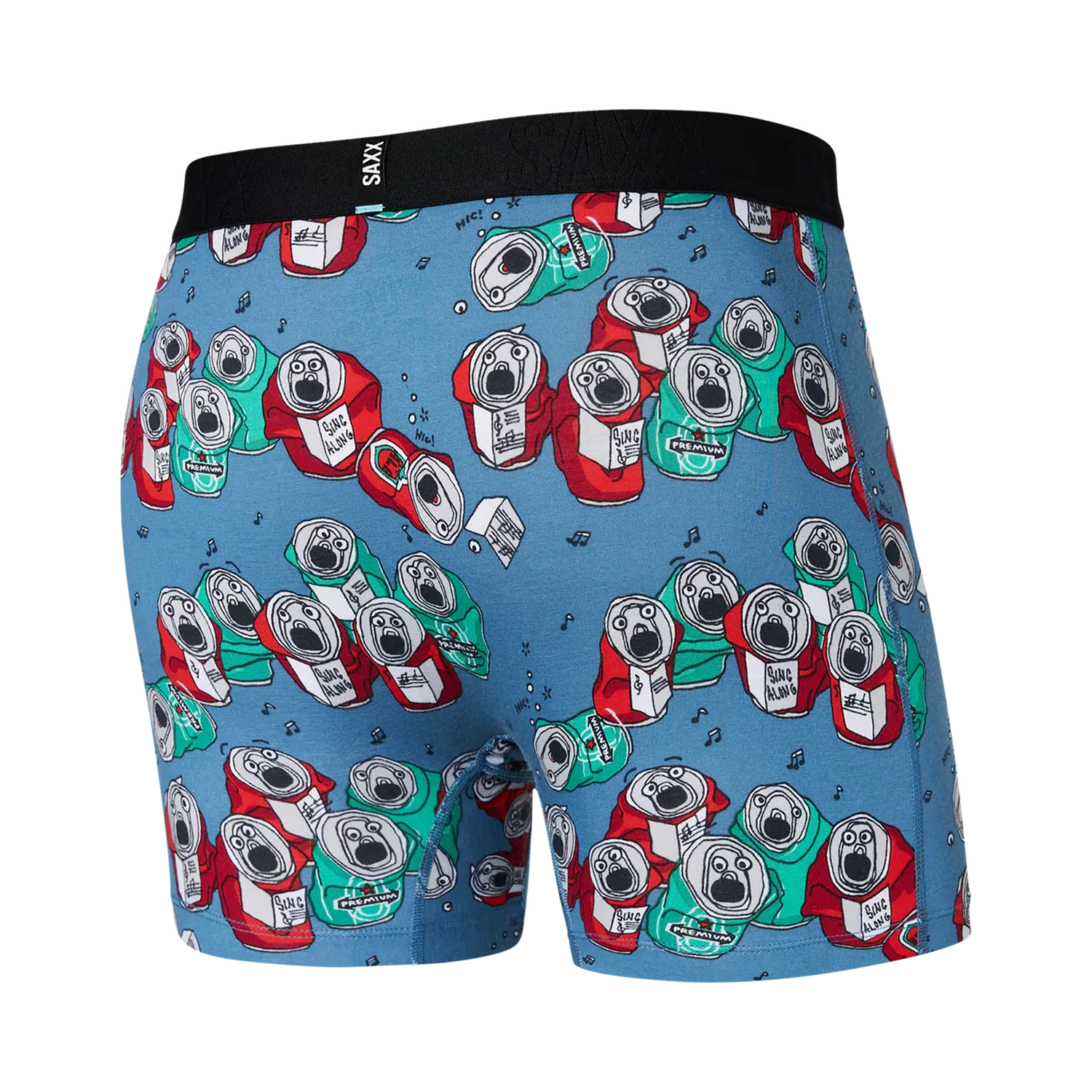 'SAXX Droptemp Cooling Cotton Boxer Brief - Beer Can Choir' in 'Slate' colour