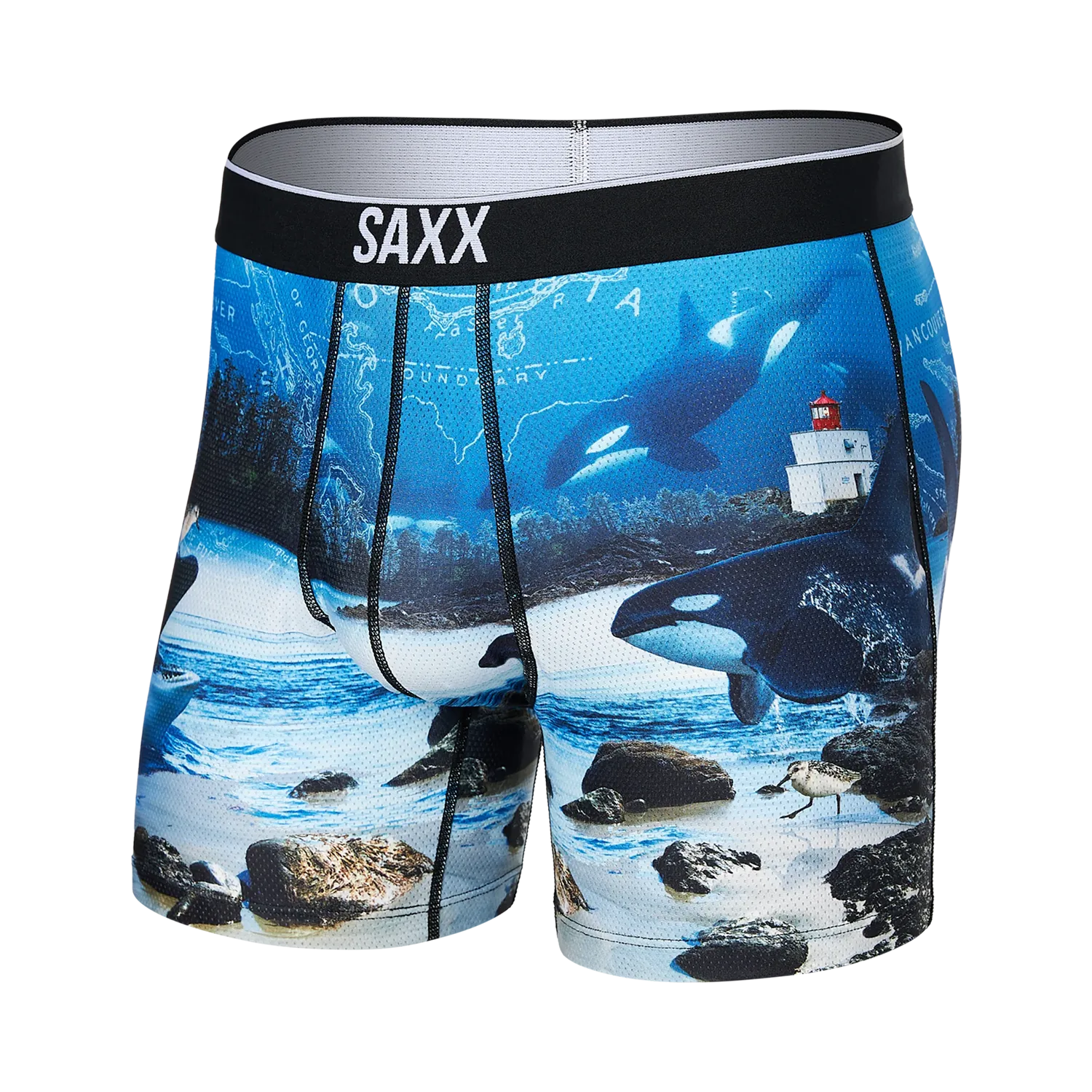 'SAXX Volt Breathable Mesh Boxer Brief - Vancouver Island' in 'Multi' colour