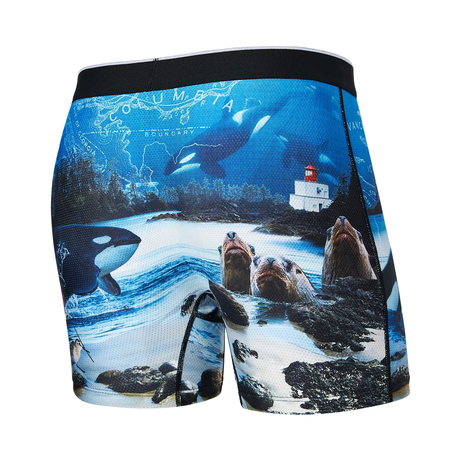 'SAXX Volt Breathable Mesh Boxer Brief - Vancouver Island' in 'Multi' colour