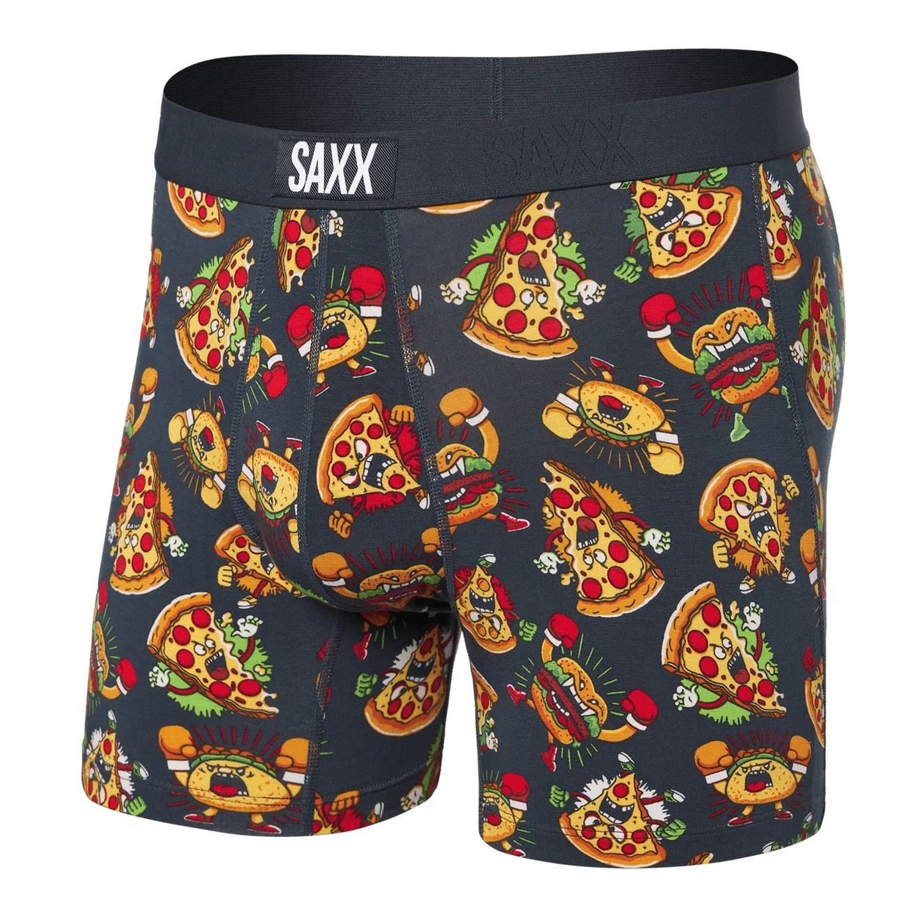 'SAXX Vibe Boxer Brief' with 'India Ink Food Fight' print
