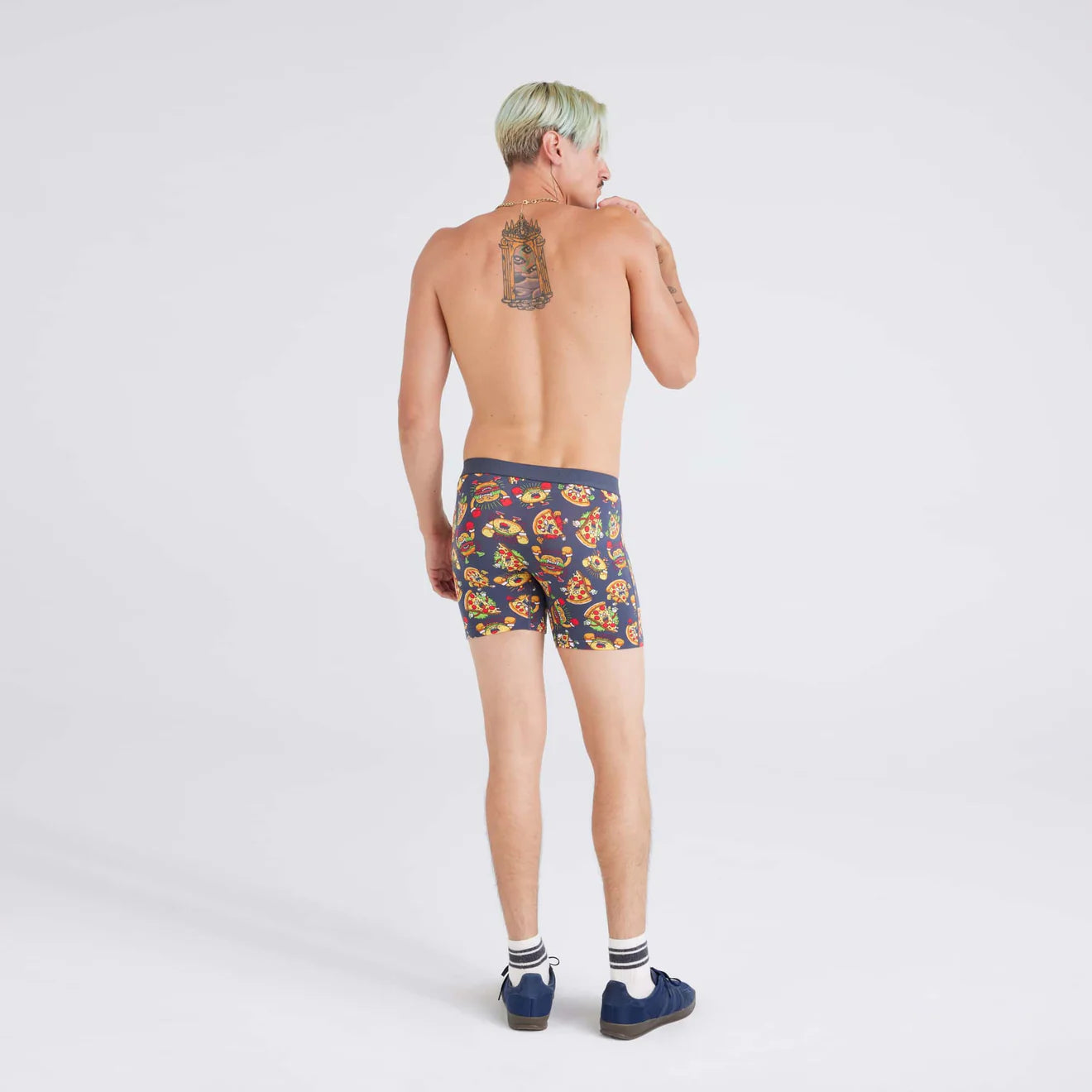 'SAXX Vibe Boxer Brief' with 'India Ink Food Fight' print