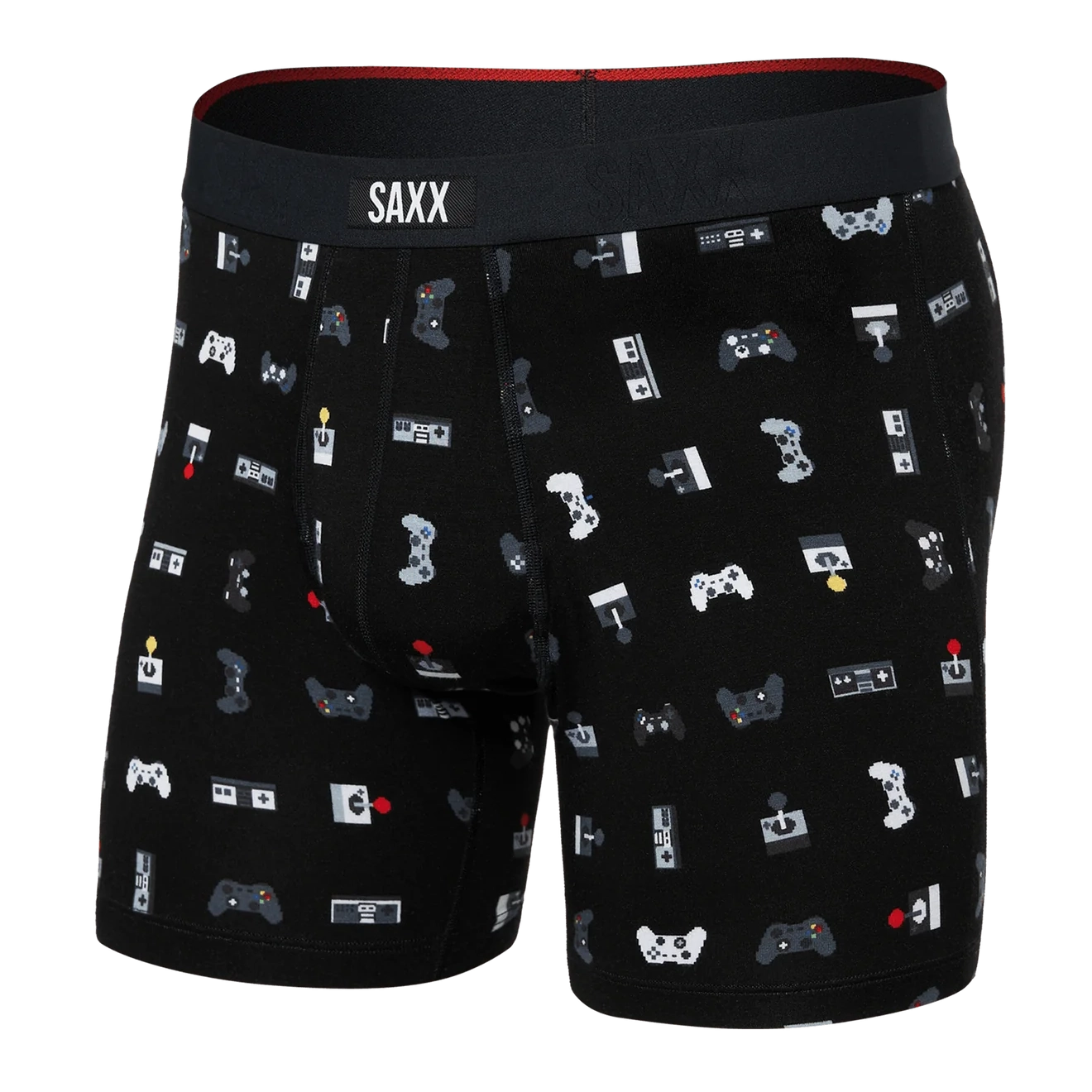 'SAXX Vibe Xtra Boxer Brief' with 'Black Gamer' print