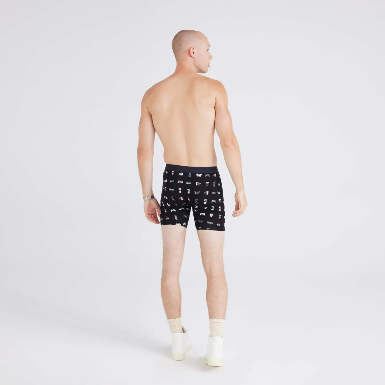 'SAXX Vibe Xtra Boxer Brief' with 'Black Gamer' print