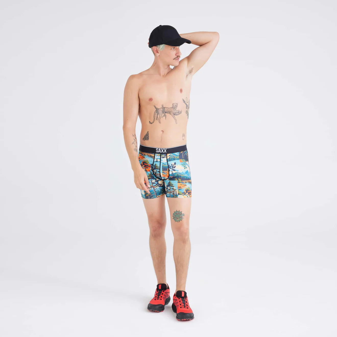 'SAXX Volt Boxer Brief' with 'Painted Landscape' print