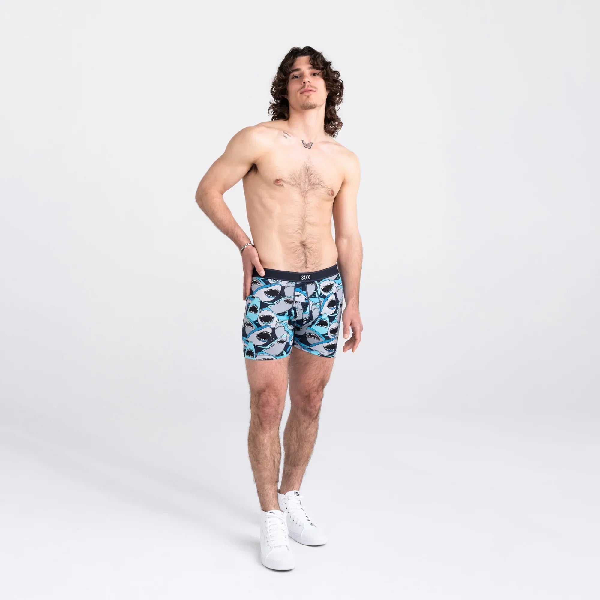 'SAXX Daytripper Boxer Brief - Shark Tank Camo' in 'Navy' colour
