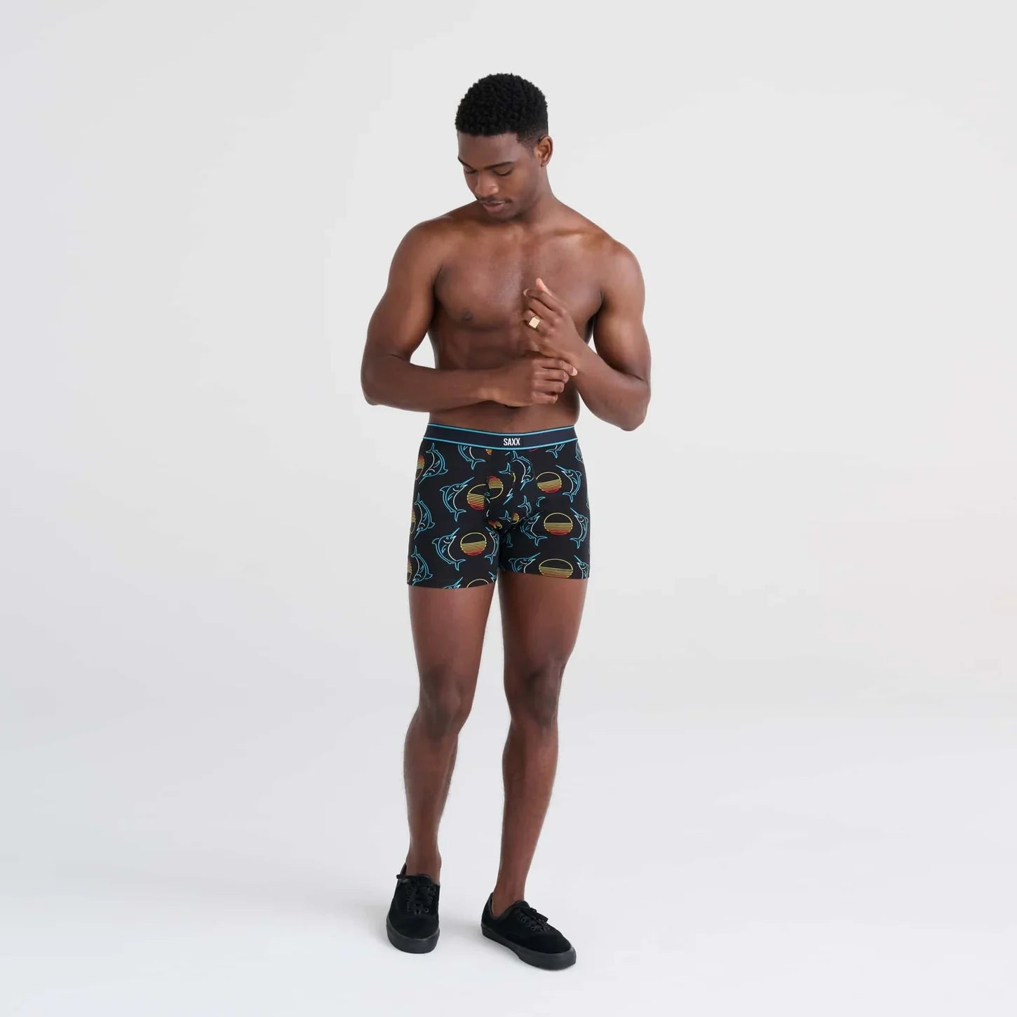 'SAXX Daytripper Boxer Brief - Sunset Cres' in 'Black' colour