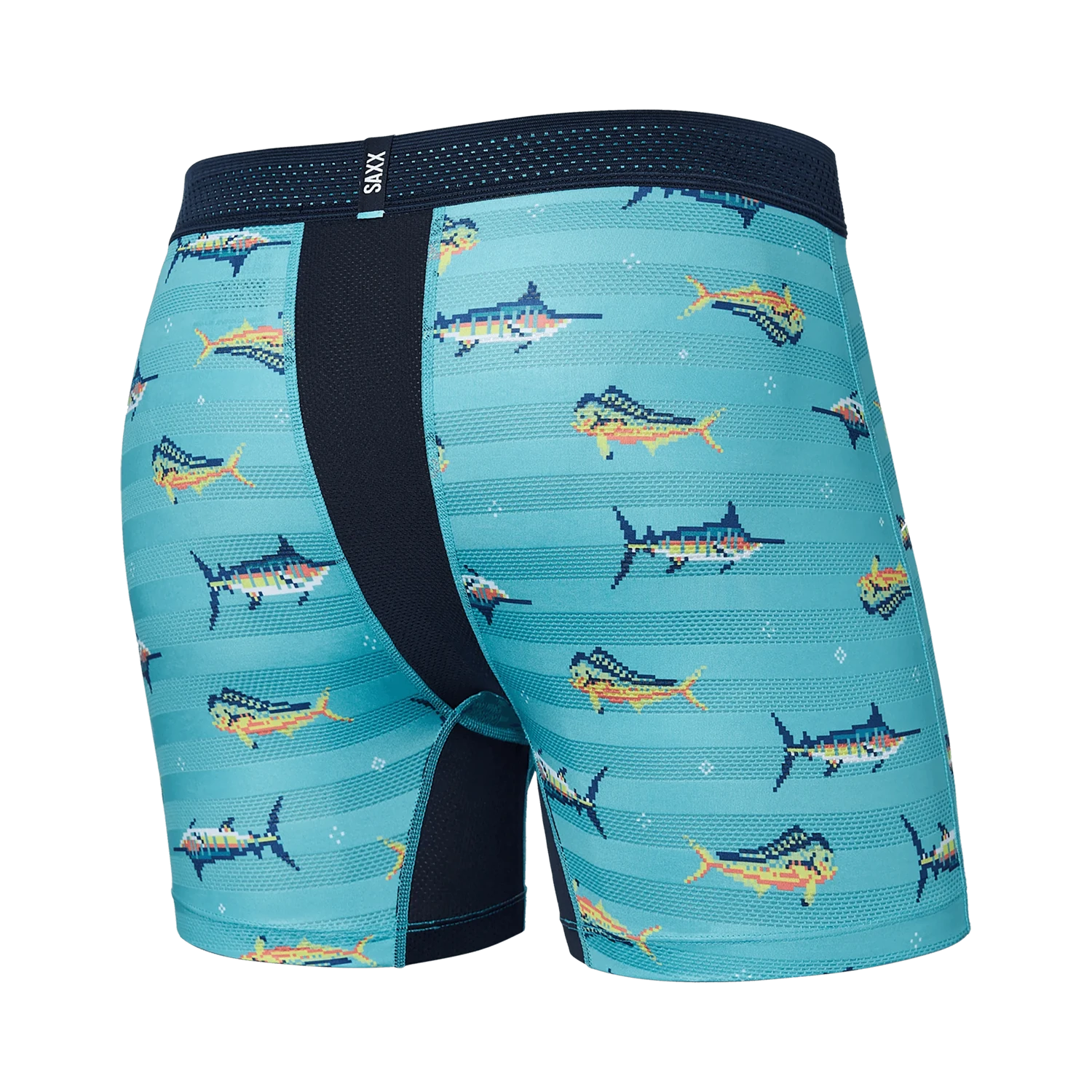 'Saxx Droptemp Cooling Mesh Boxer Brief - Trophy Catch' in 'Turquoise' colour