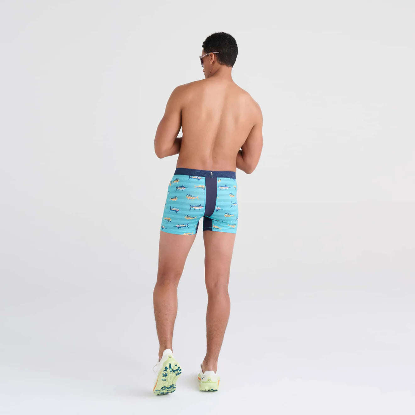 'Saxx Droptemp Cooling Mesh Boxer Brief - Trophy Catch' in 'Turquoise' colour