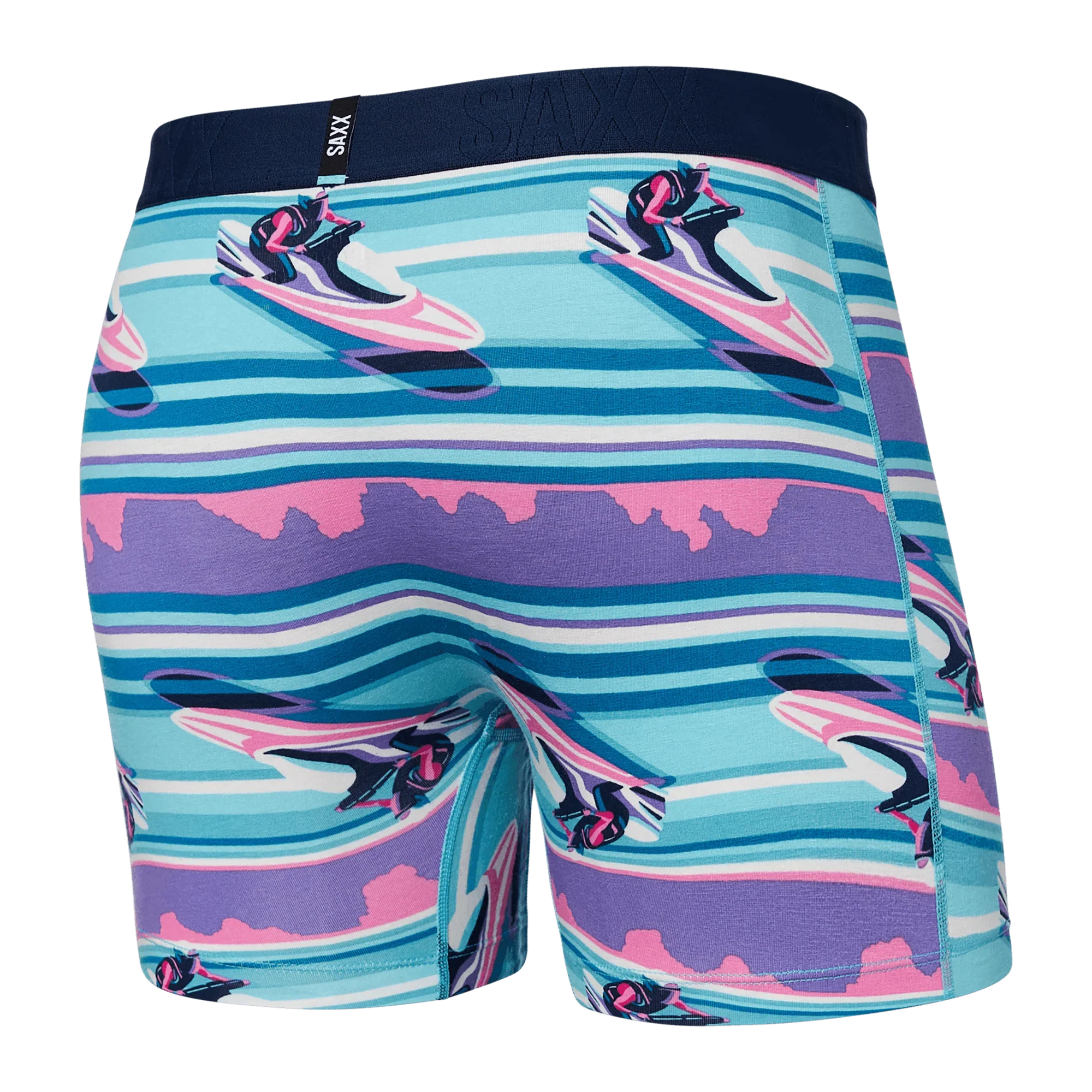 'SAXX Droptemp Cooling Cotton Boxer Brief - Jetski Stripe' in 'Pool' colour