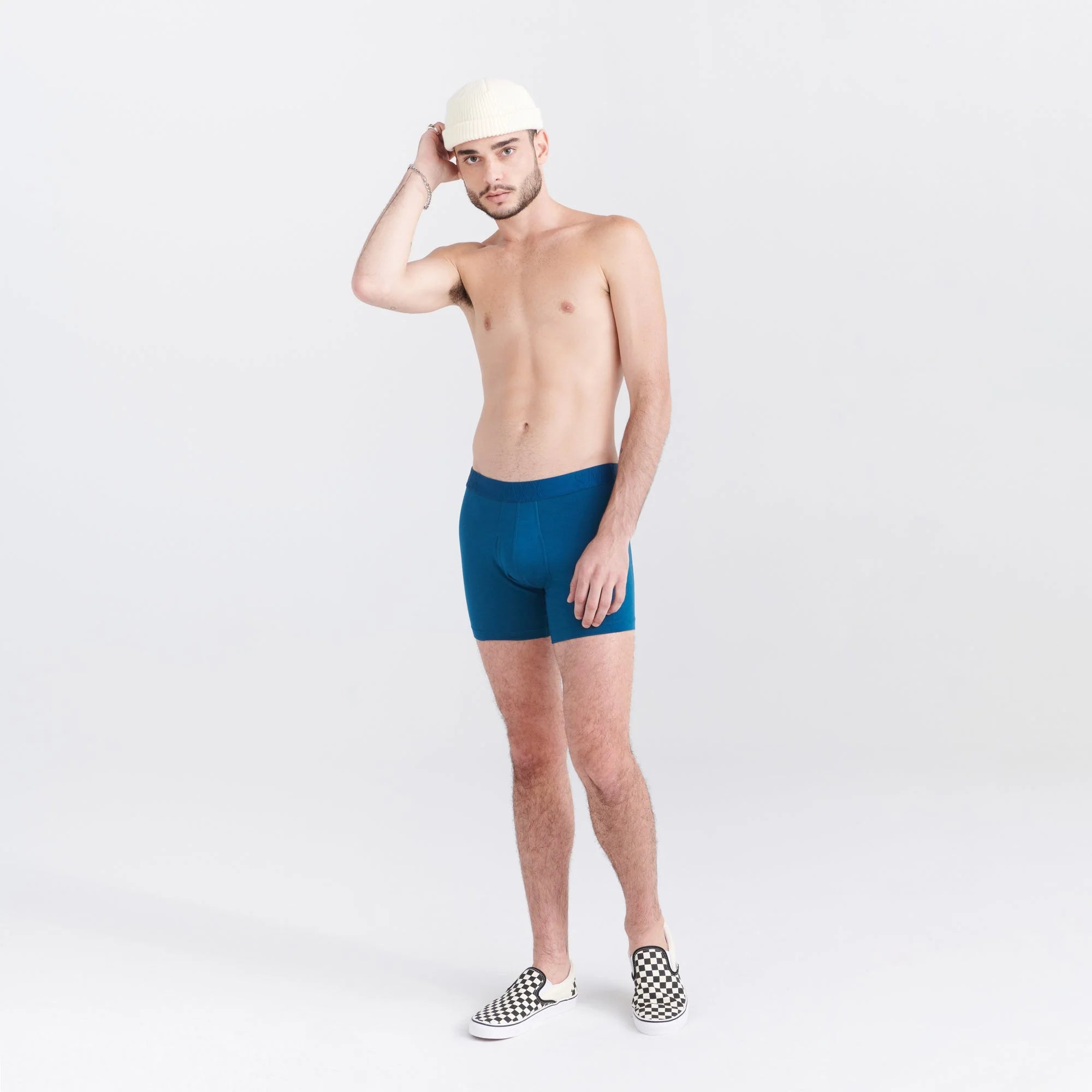 'SAXX Droptemp Cooling Cotton Boxer Brief - Deep Ocean' in 'Blue' colour