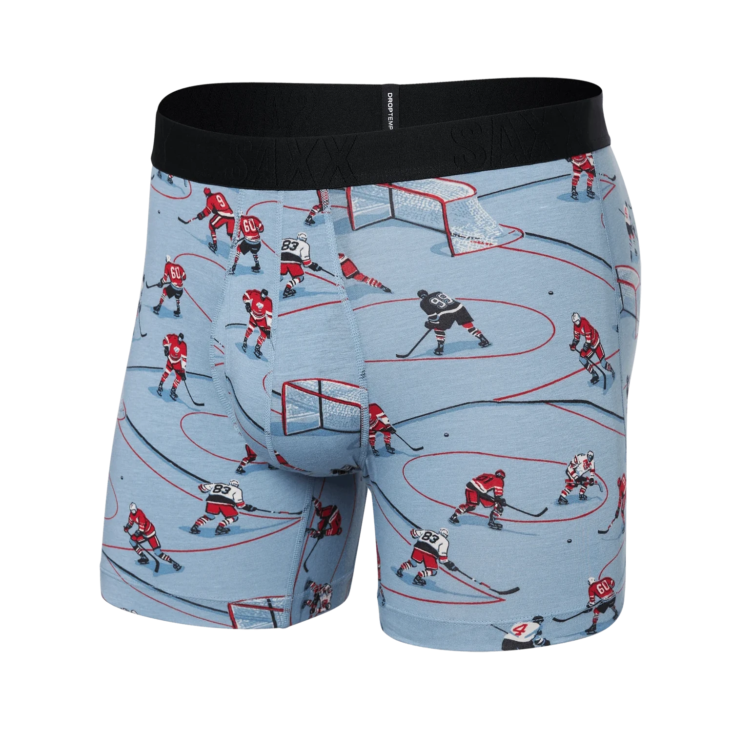 'Saxx Droptemp Cooling Cotton Boxer Brief - Hockey Heroes' in 'Dusty Blue' colour