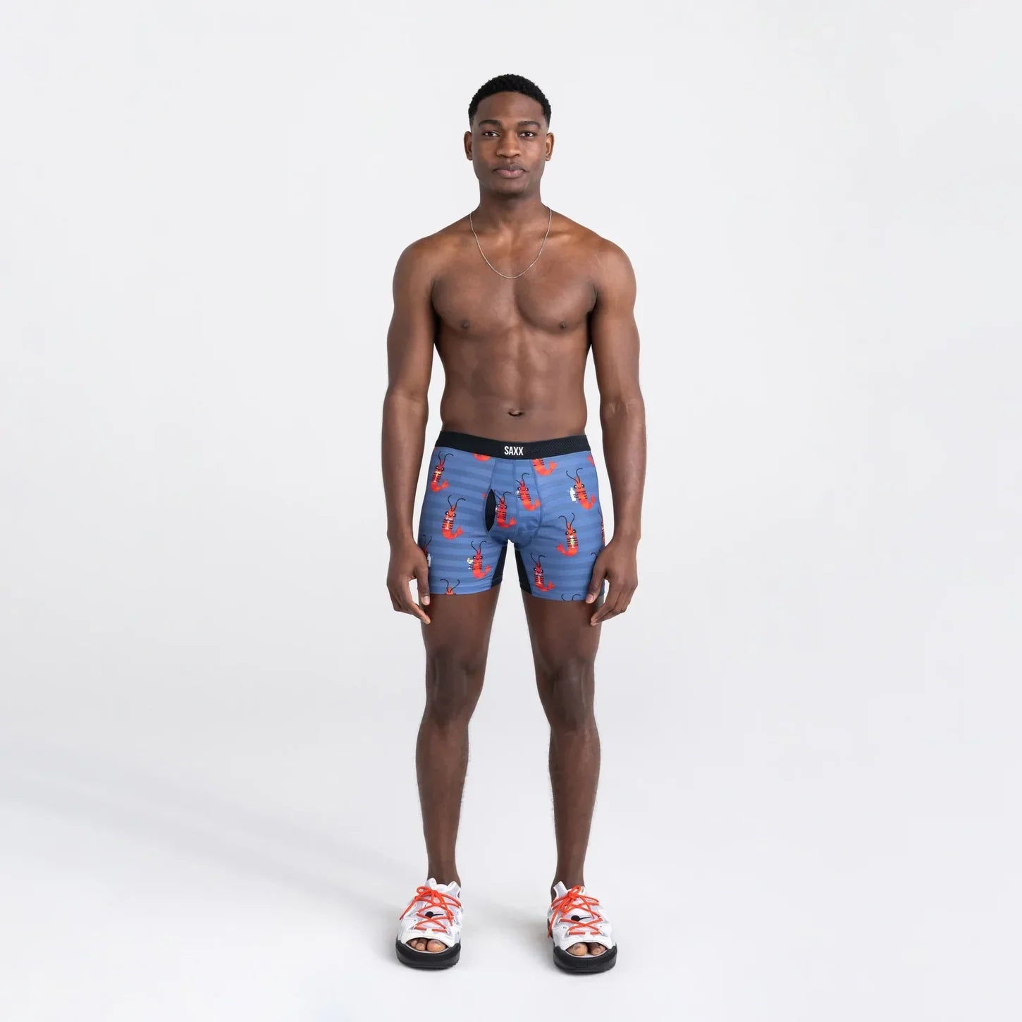 'SAXX Droptemp Cooling Mesh Boxer Brief - Shrimp Cocktail' in 'Navy' colour