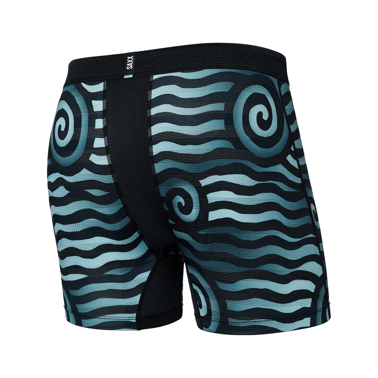 'Saxx Droptemp Cooling Mesh Boxer Brief - Riptide Stripe' in 'Navy Blue' colour