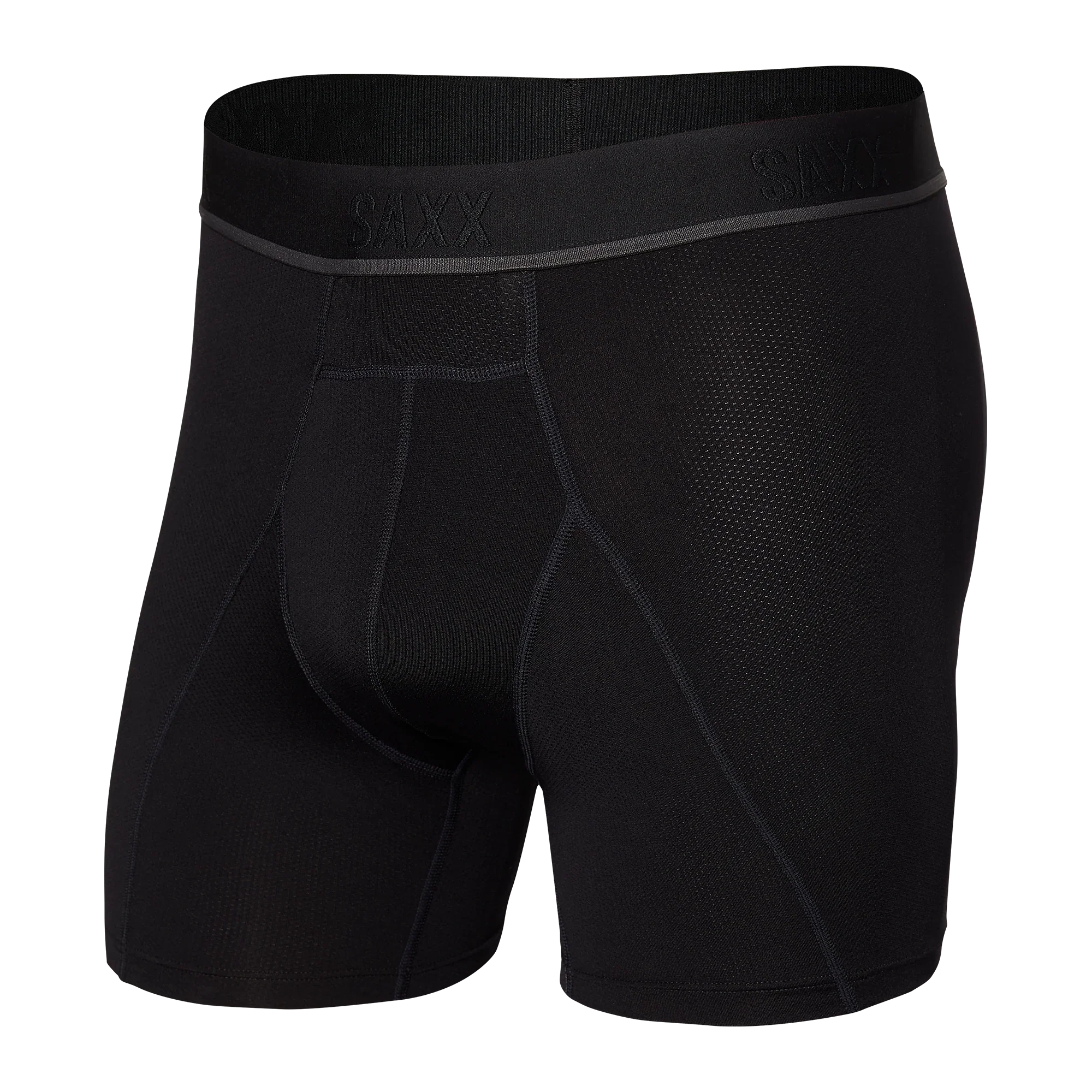 'SAXX Kinetic Light Compression Mesh Boxer Brief - Blackout' in 'Blackout' colour